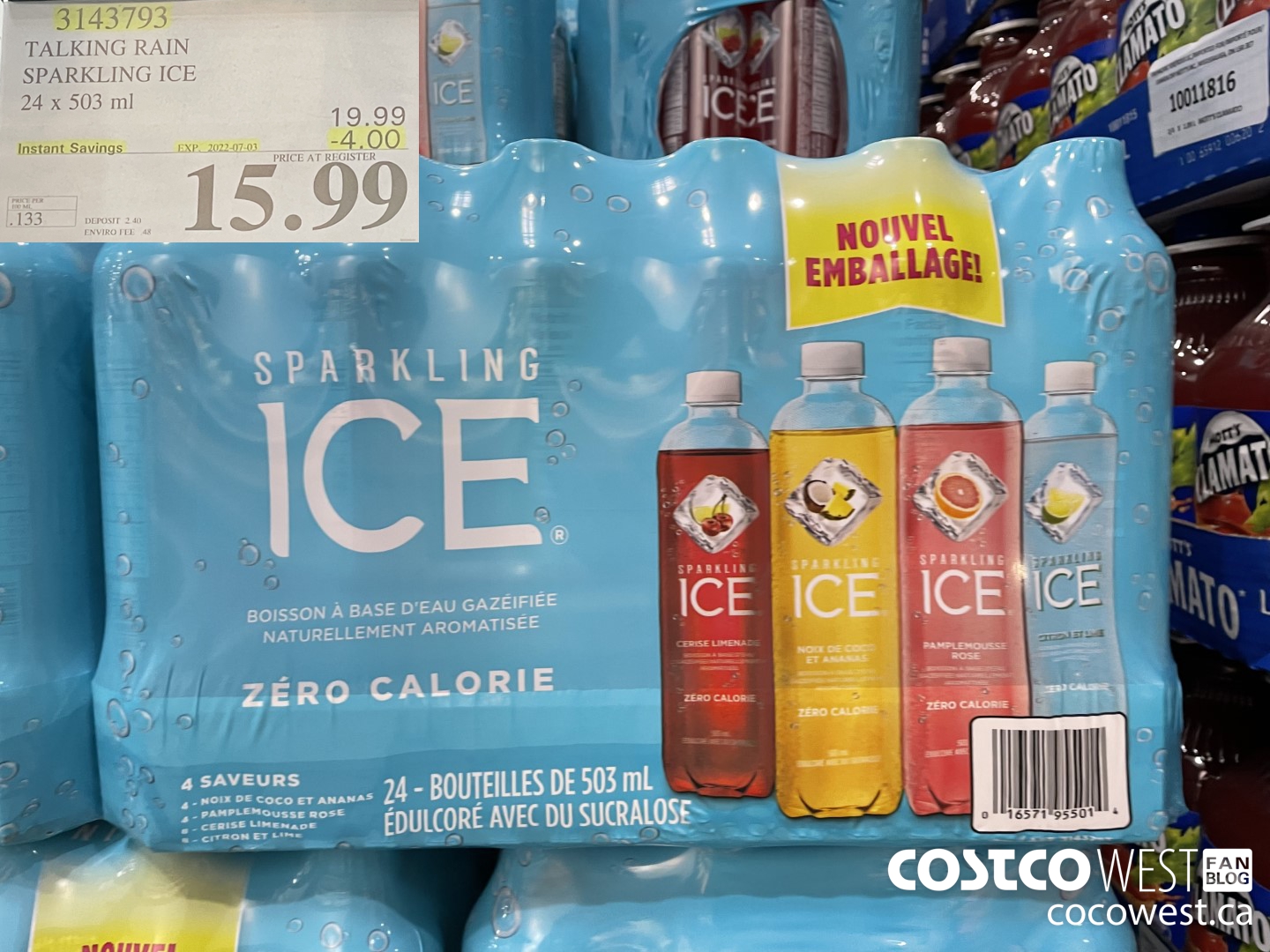 3143793 TALKING RAIN SPARKLING ICE 24 x 503 ml ($4.00 INSTANT SAVINGS EXPIRES ON 2022-07-03) $15.99