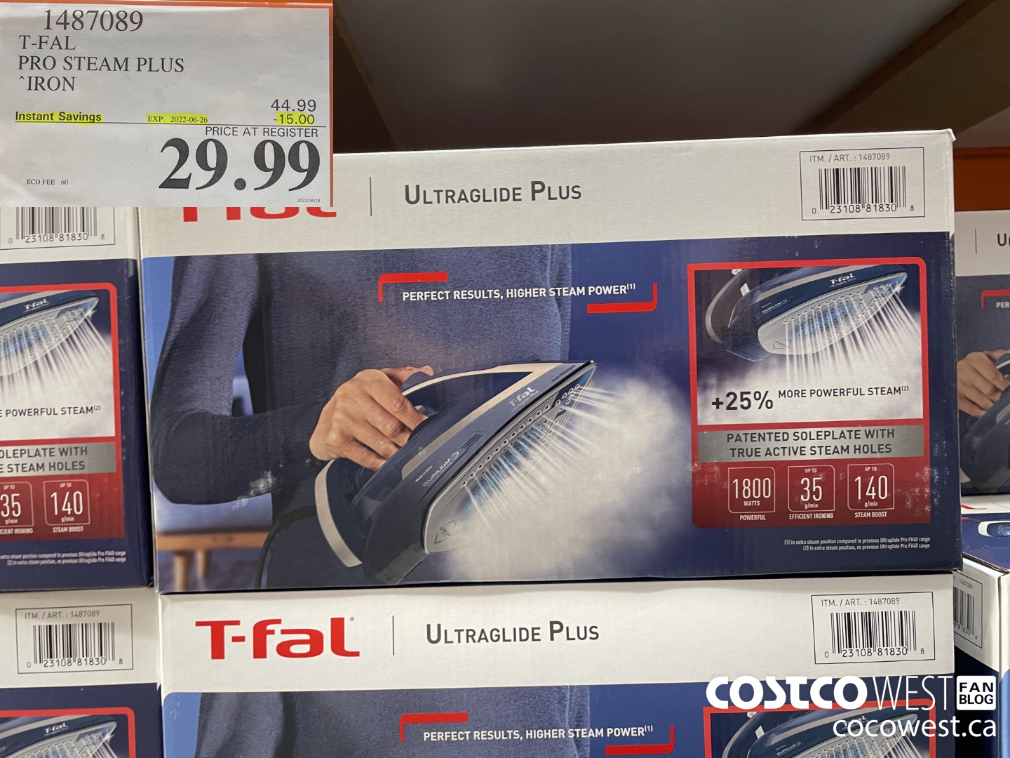 1487089 T-FAL PRO STEAM PLUS IRON ($15.00 INSTANT SAVINGS EXPIRES ON 2022-06-26) $29.99