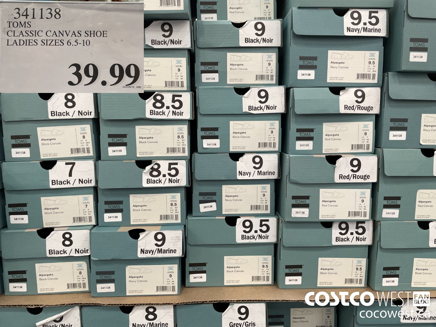 341138 TOMS CLASSIC CANVAS SHOE LADIES SIZES 6.5-10 $39.99