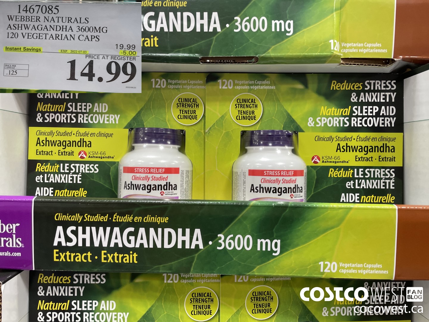 1467085 WEBBER NATURALS ASHWAGANDHA 3600MG 120 VEGETARIAN CAPS ($5.00 INSTANT SAVINGS EXPIRES ON 2022-07-03) $14.99