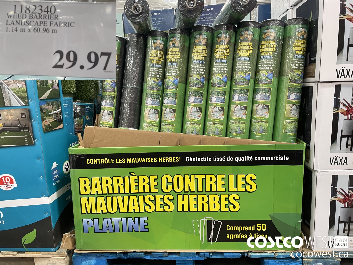 1182340 WEED BARRIER LANDSCAPE FABRIC  1.14 M X 60.96 M $29.97