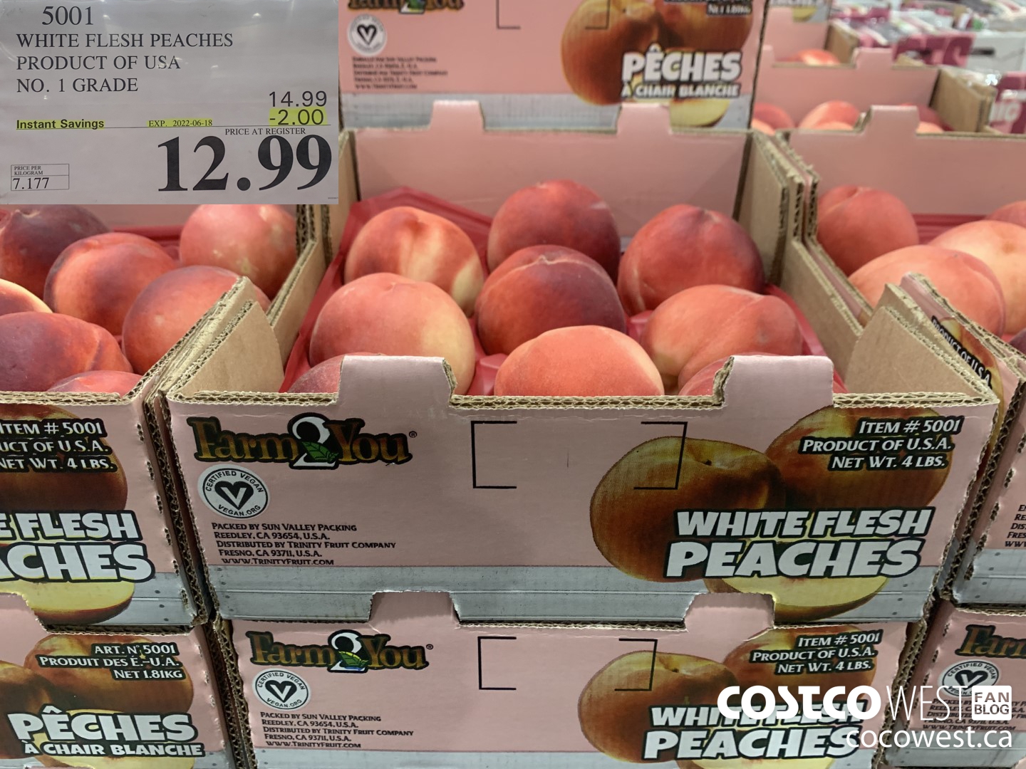 5001 WHITE FLESH PEACHES PRODUCT OF USA NO. 1 GRADE ($2.00 INSTANT SAVINGS EXPIRES ON 2022-06-18) $12.99