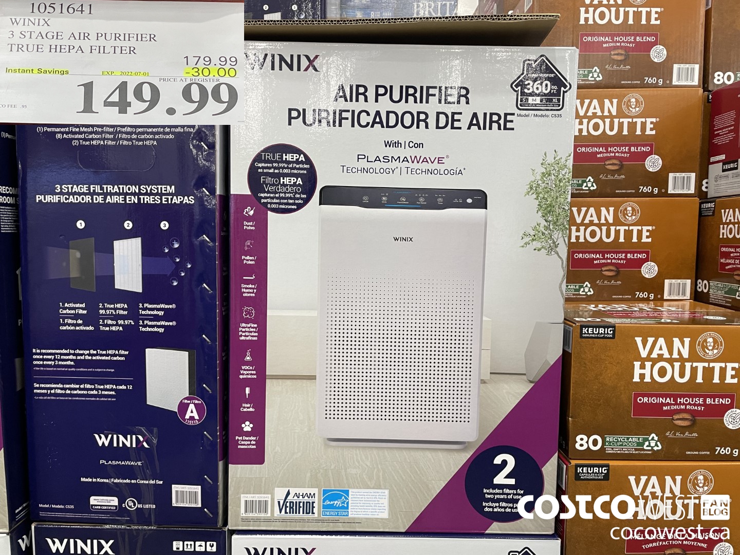 1051641 WINIX 3 STAGE AIR PURIFIER TRUE HEPA FILTER ($30.00 INSTANT SAVINGS EXPIRES ON 2022-07-01) $149.99