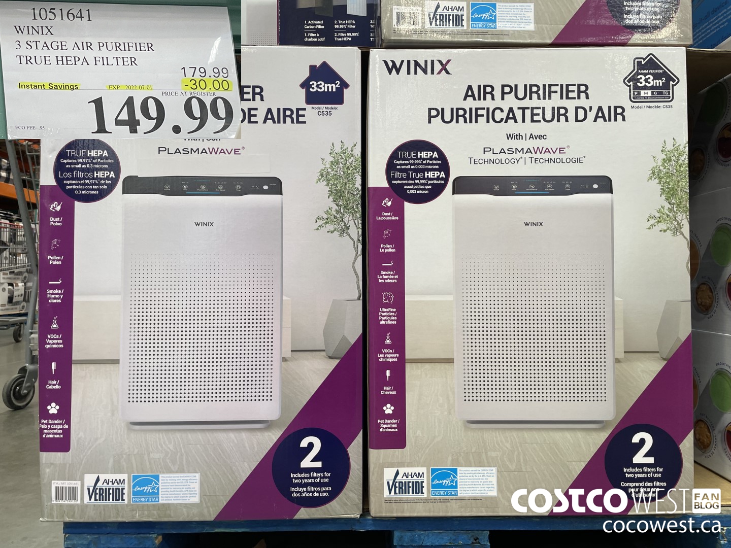 1051641 WINIX 3 STAGE AIR PURIFIER TRUE HEPA FILTER ($30.00 INSTANT SAVINGS EXPIRES ON 2022-07-01) $149.99