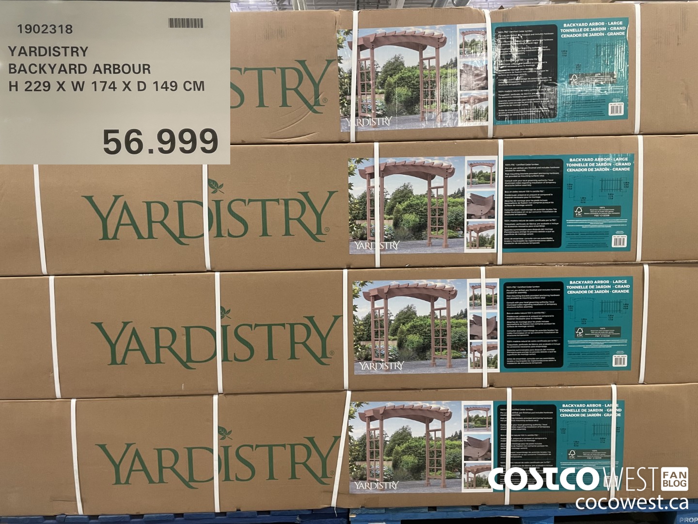 1902318 YARDISTRY BACKYARD ARBOUR H 229 X W 174 X D 149 CM $56999.00