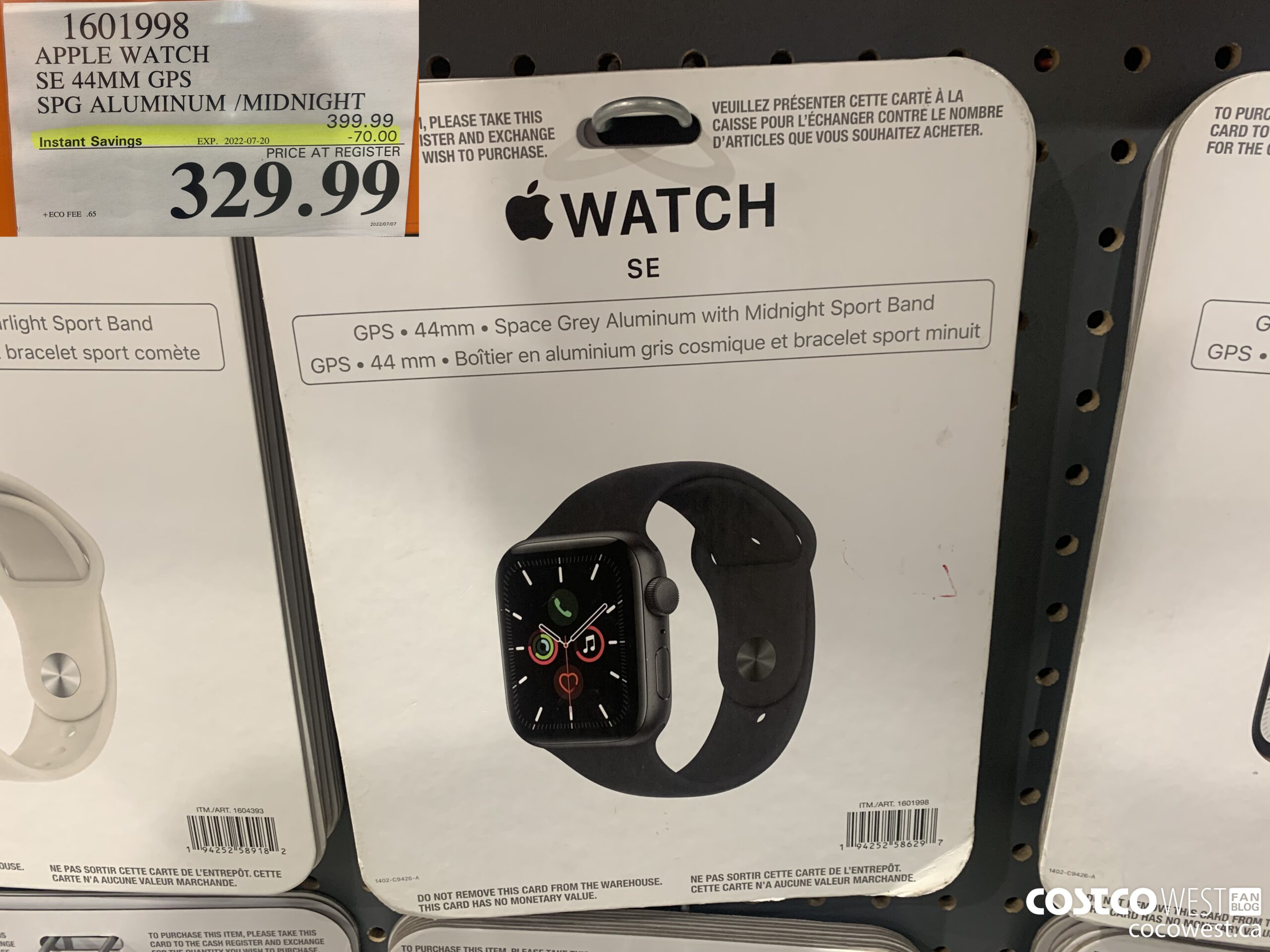 1601998 APPLE WATCH SE 44MM GPS SPG ALUMINUM / MIDNIGHT  ($70.00 INSTANT SAVINGS EXPIRES ON 2022-07-20) $329.99