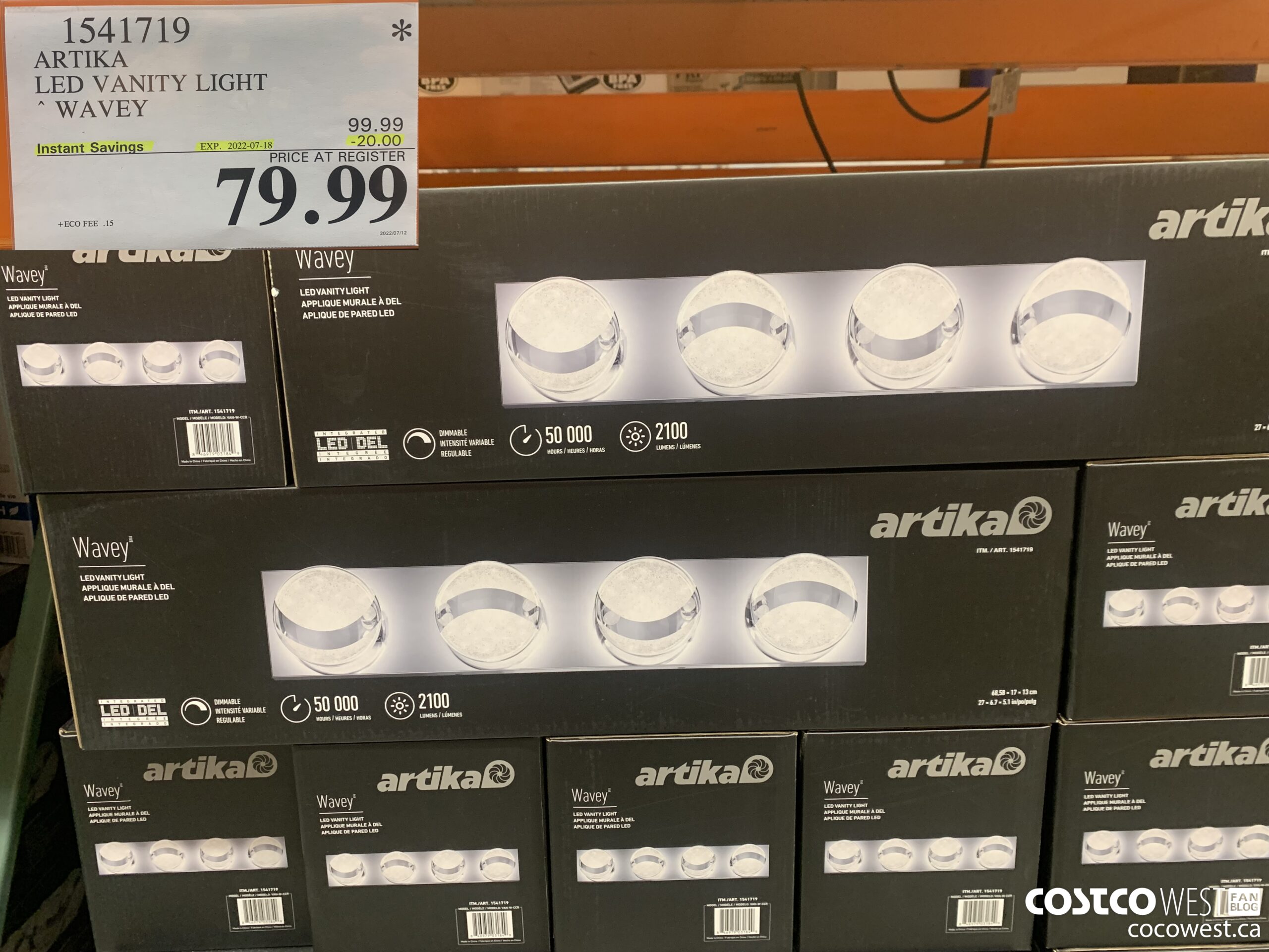 1541719 ARTIKA LED VANITY LIGHT WAVEY ($20.00 INSTANT SAVINGS EXPIRES ON 2022-07-18) $79.99