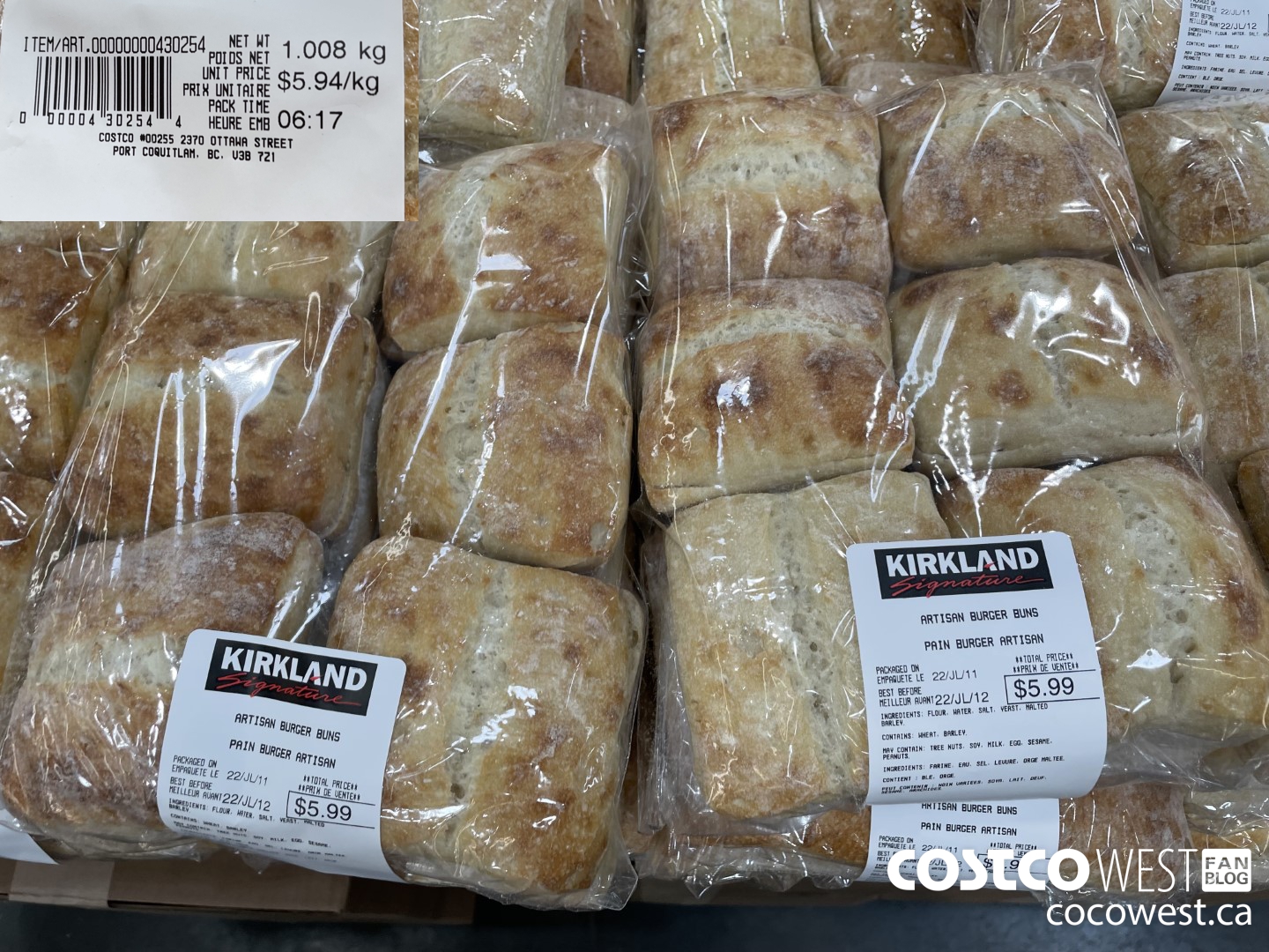 430254 ARTISAN BURGER BUNS $5.99