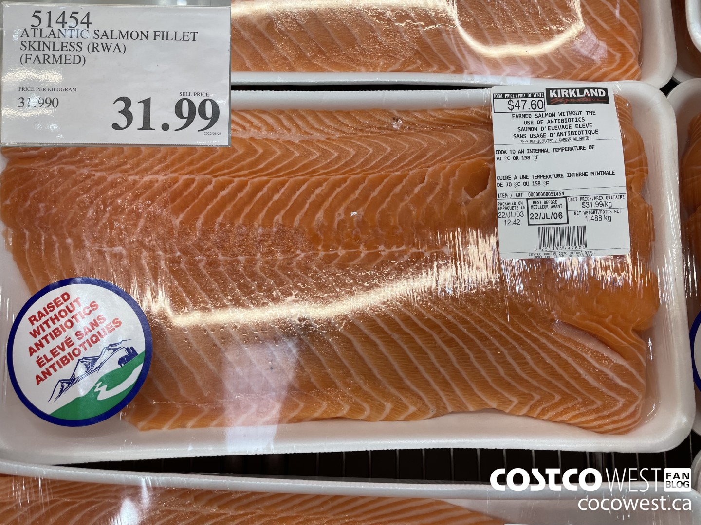 51454 ATLANTIC SALMON FILLET SKINLESS (RWA) (FARMED) $31.99