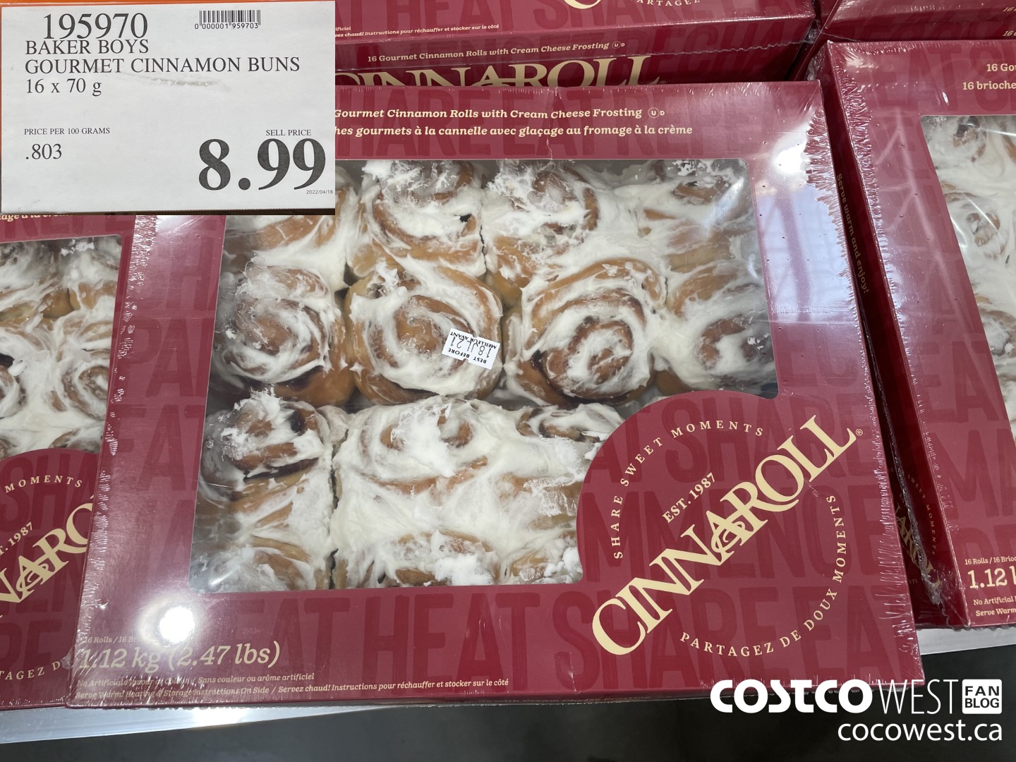 195970 BAKER BOYS GOURMET CINNAMON BUNS PACK OF 16 x 70 g $8.99