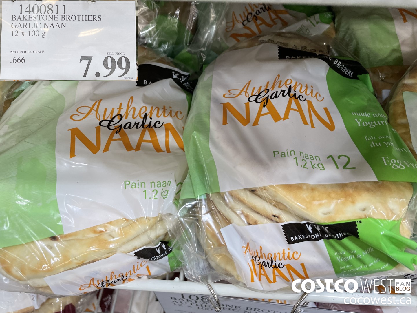 1400811 BAKESTONE BROTHERS GARLIC NAAN 12 X 100 G $7.99