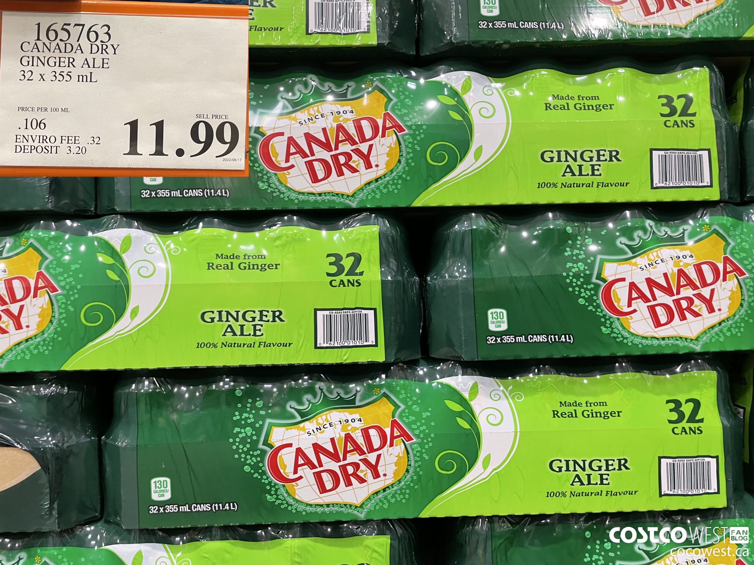 165763 CANADA DRY GINGER ALE 32 x 355 mL $11.99