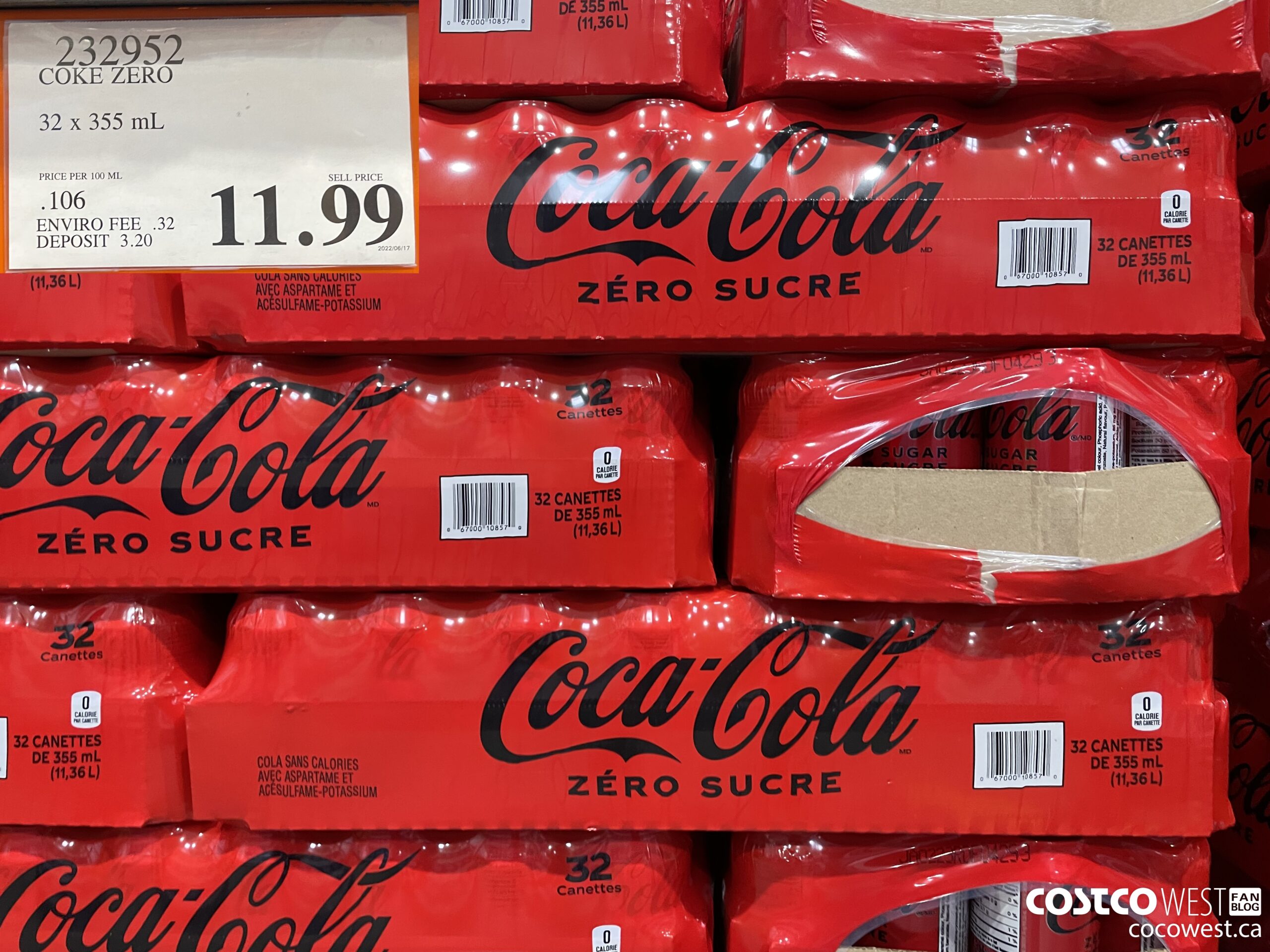 232952 COKE ZERO 32 X 355 ML $11.99