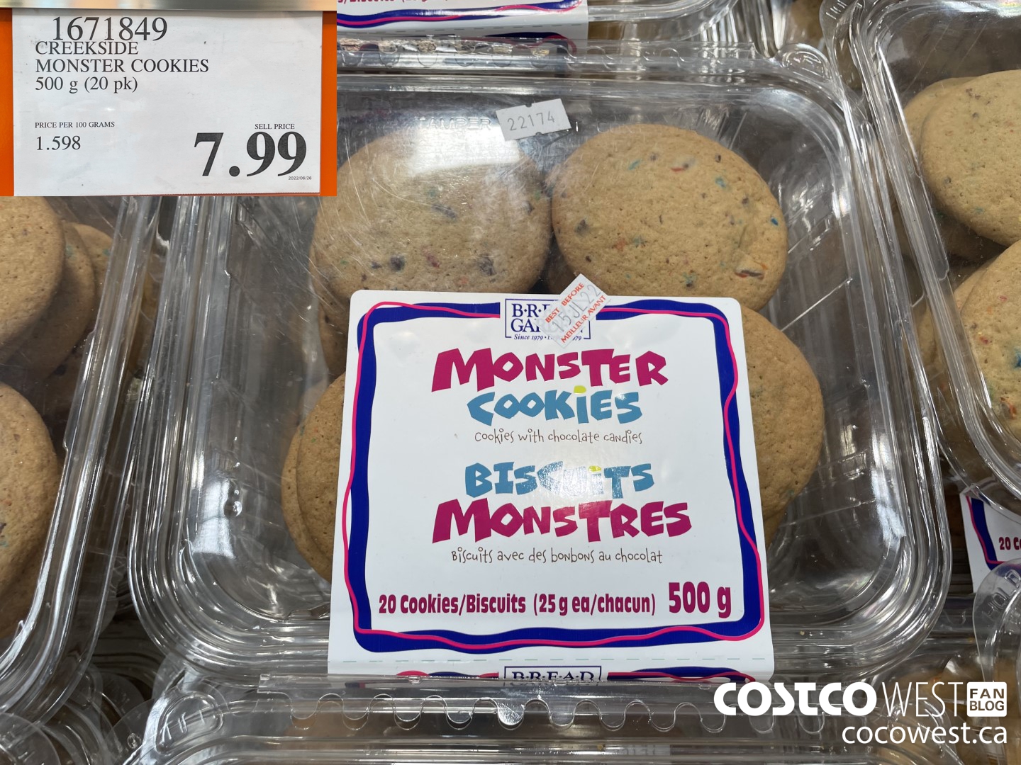 1671849 CREEKSIDE MONSTER COOKIES 500 G (20 PK) $7.99
