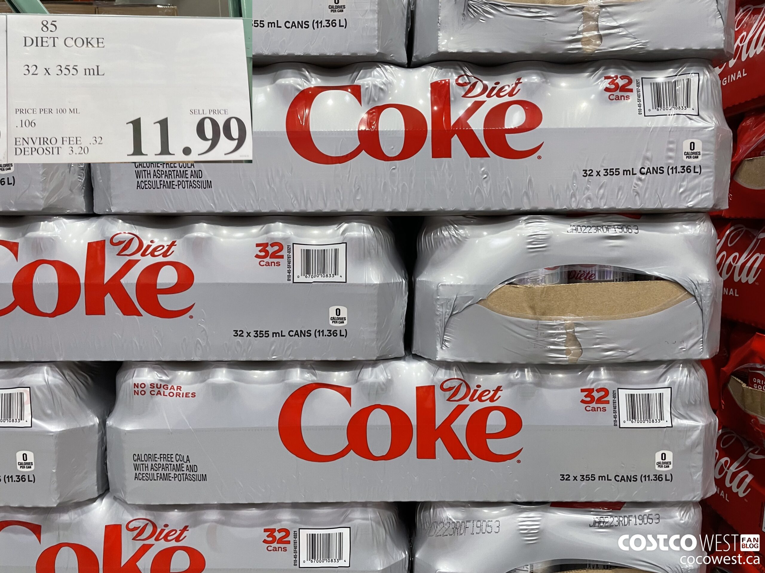85 DIET COKE 32 x 355 mL $11.99