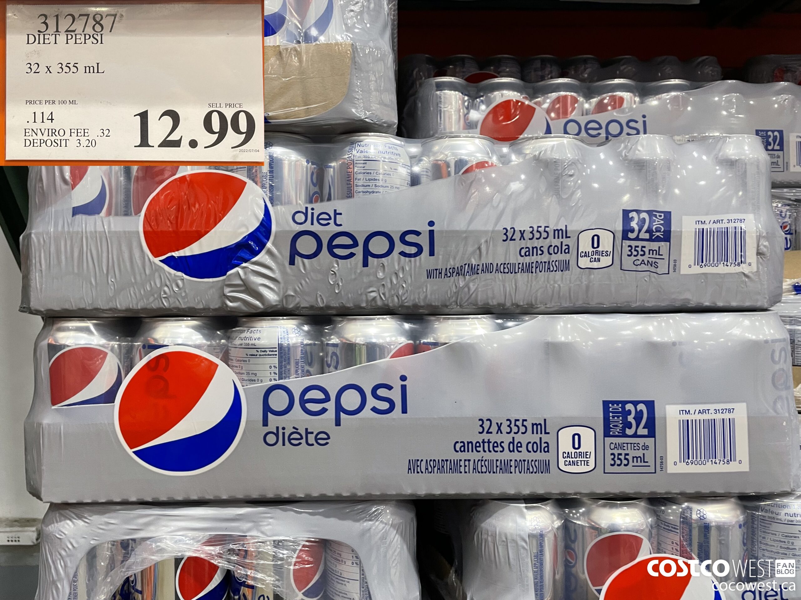 312787 DIET PEPSI 32 X 355 ML $12.99