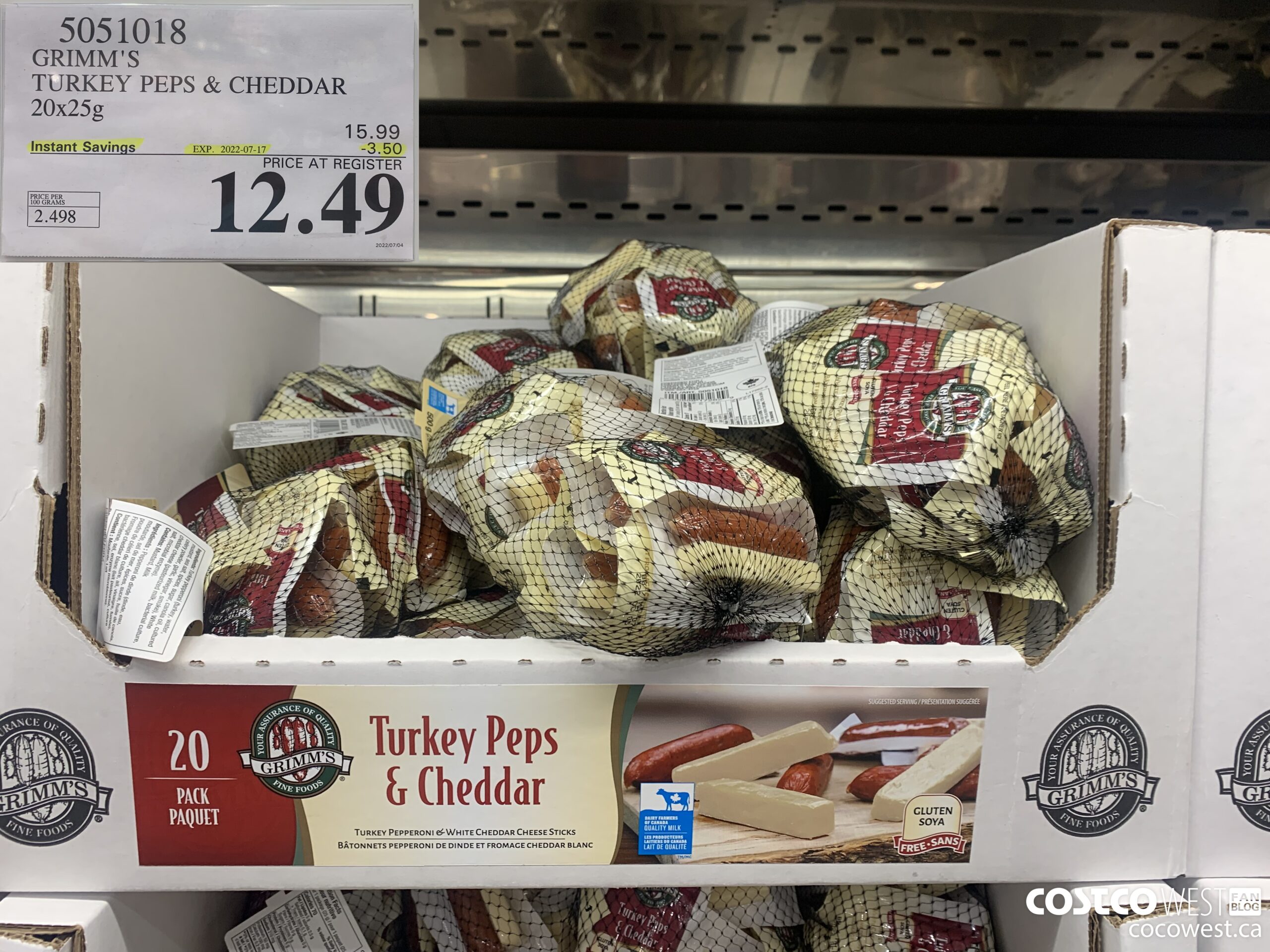 5051018 GRIMM'S TURKEY PEPS & CHEDDAR 20X25G ($3.50 INSTANT SAVINGS EXPIRES ON 2022-07-17) $12.49