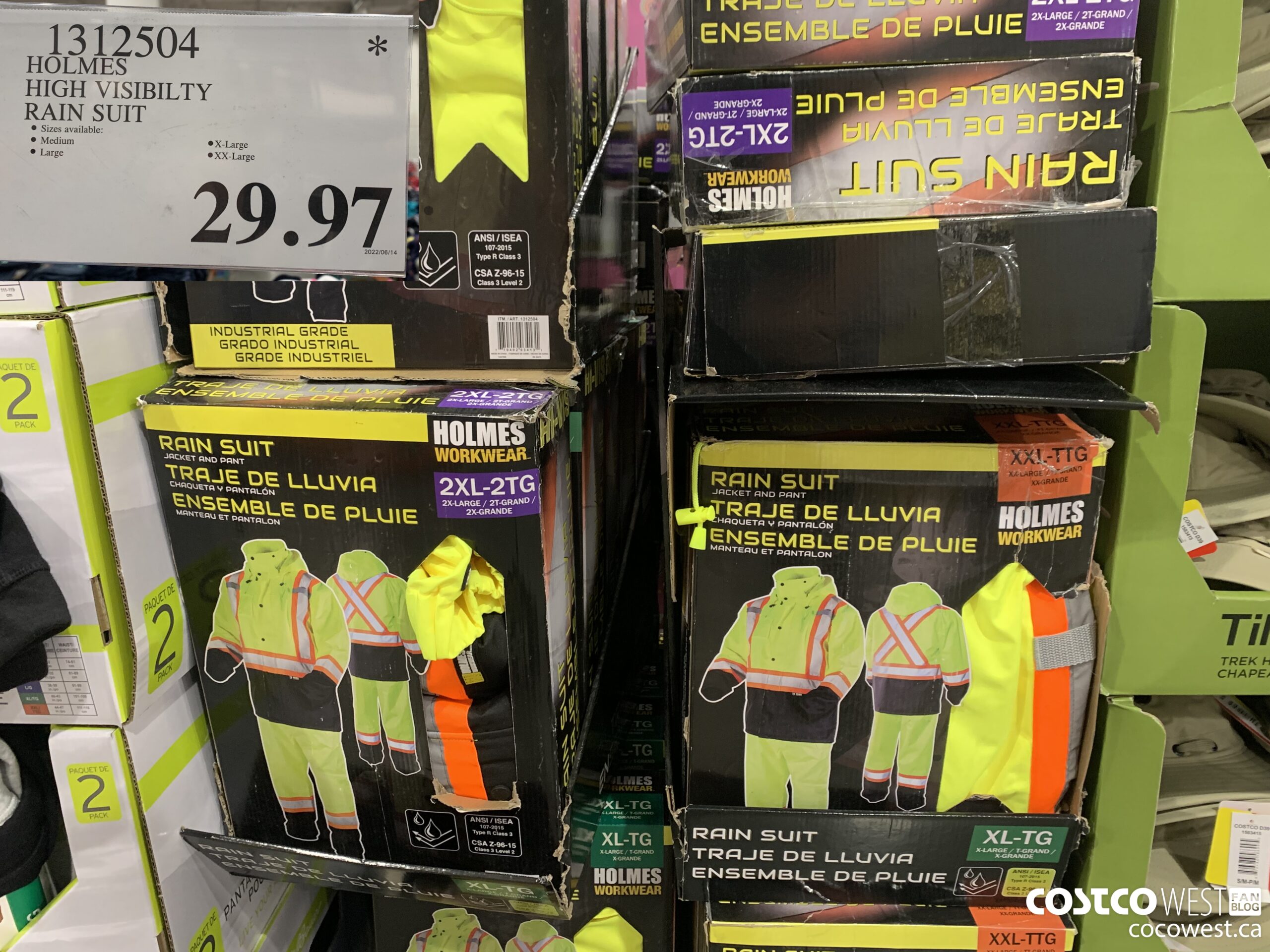 1312504 HOLMES HIGH VISIBILITY RAIN SUIT $29.97