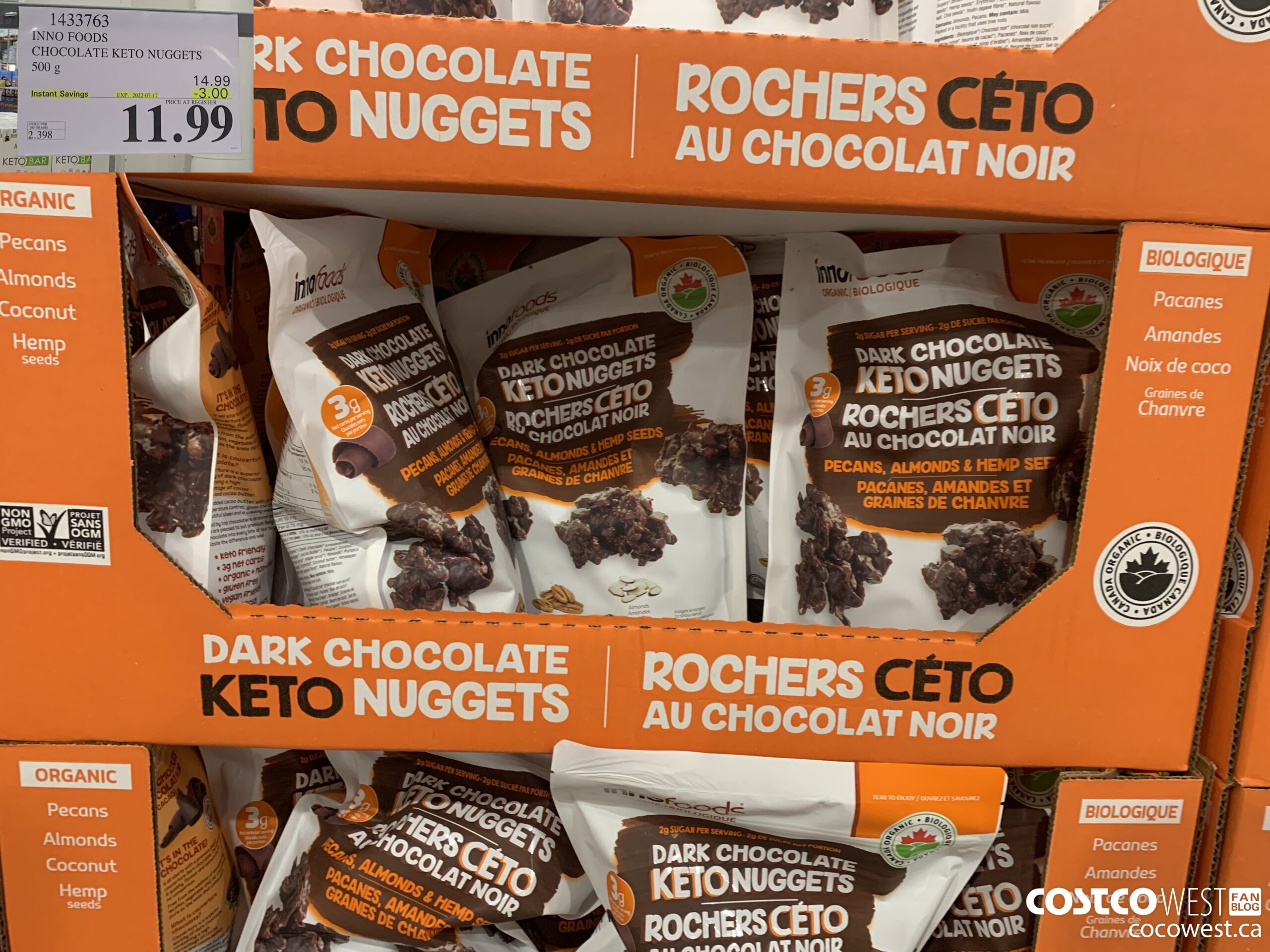 1433763 INNO FOODS CHOCOLATE KETO NUGGETS 500 g ($3.00 INSTANT SAVINGS EXPIRES ON 2022-07-17) $11.99