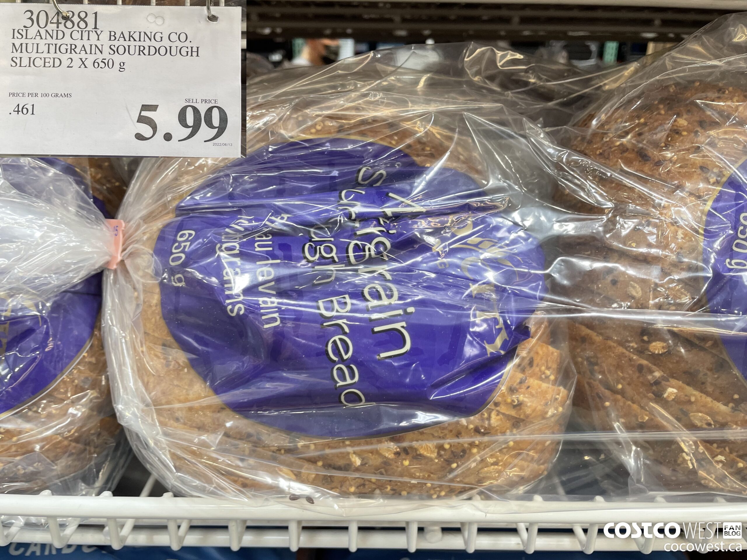 304881 ISLAND CITY BAKING CO. MULTIGRAIN SOURDOUGH SLICED 2 X 650 G $5.99