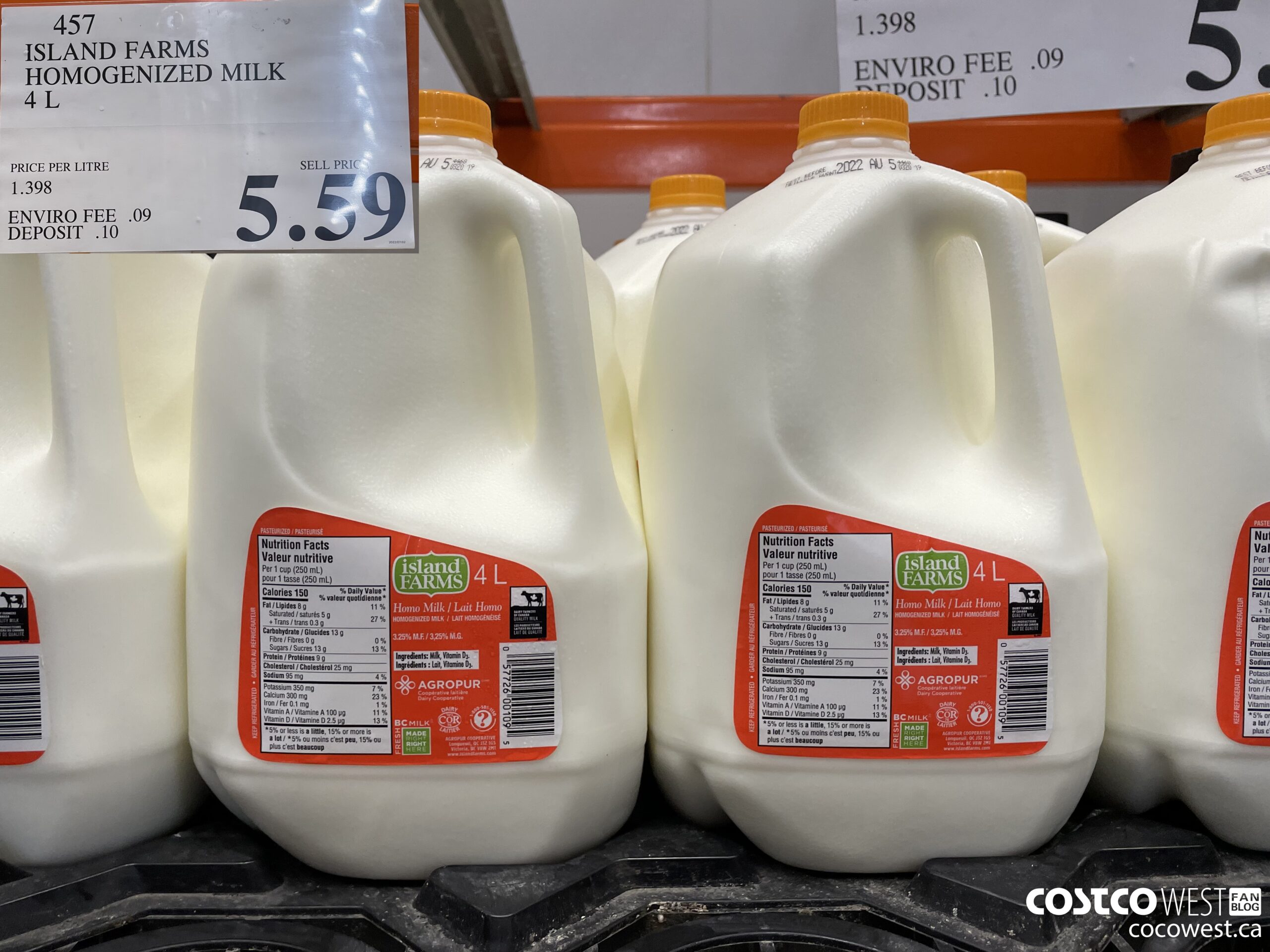 457 ISLAND FARMS HOMOGENIZED MILK 4L $5.59