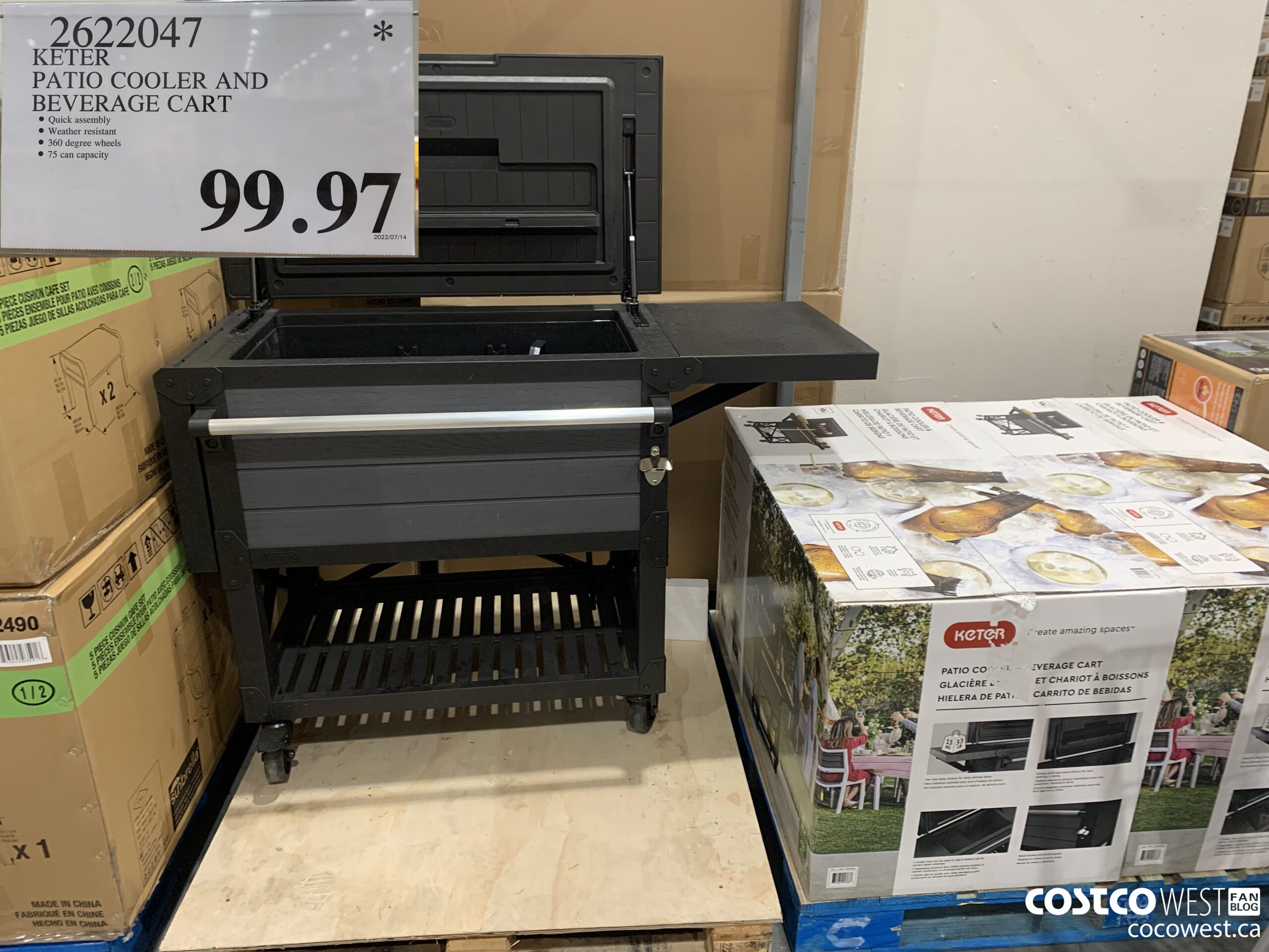 2622047 KETER PATIO COOLER AND BEVERAGE CART $99.97