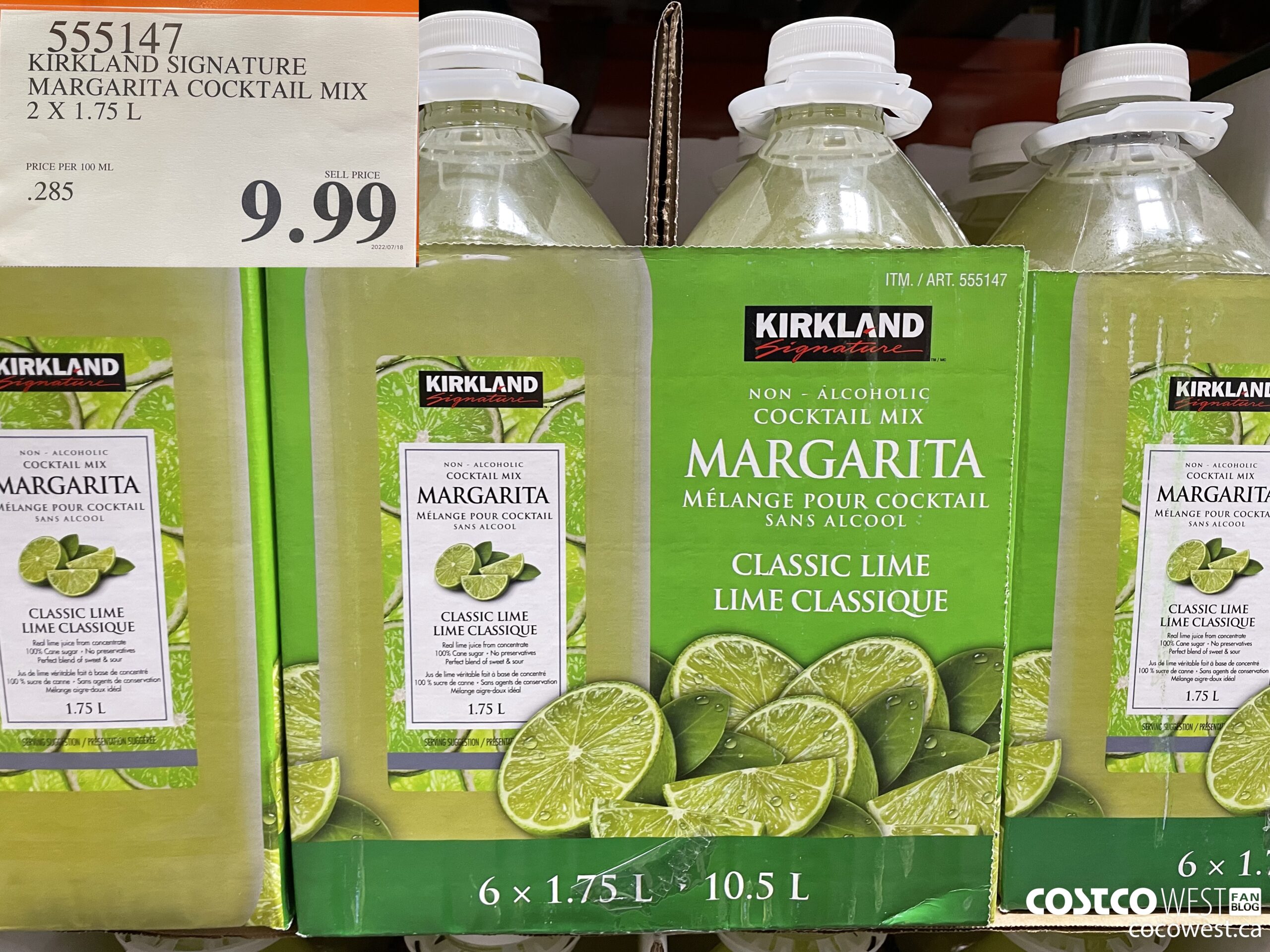 555147 KIRKLAND SIGNATURE MARGARITA COCKTAIL MIX 2 x 1.75L $9.99