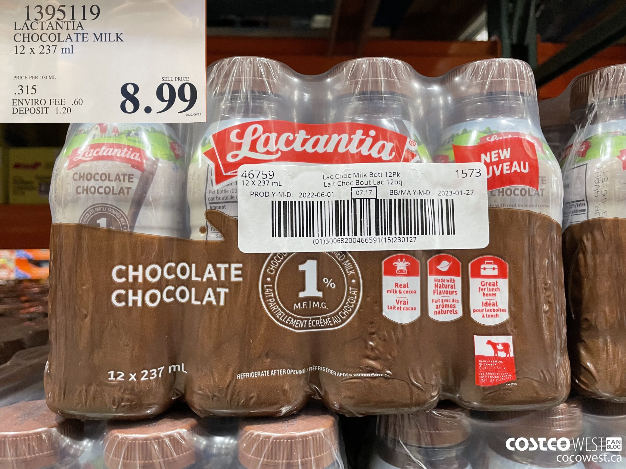 1395119 LACTANTIA CHOCOLATE MILK 12 x 237 mL $8.99
