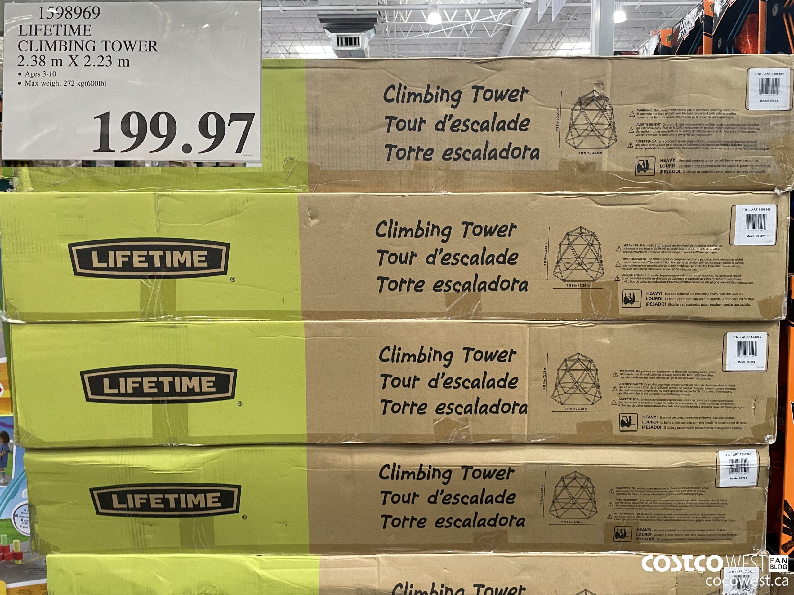 1598969 LIFETIME CLIMBING TOWER 2.38M X 2.23M $199.97