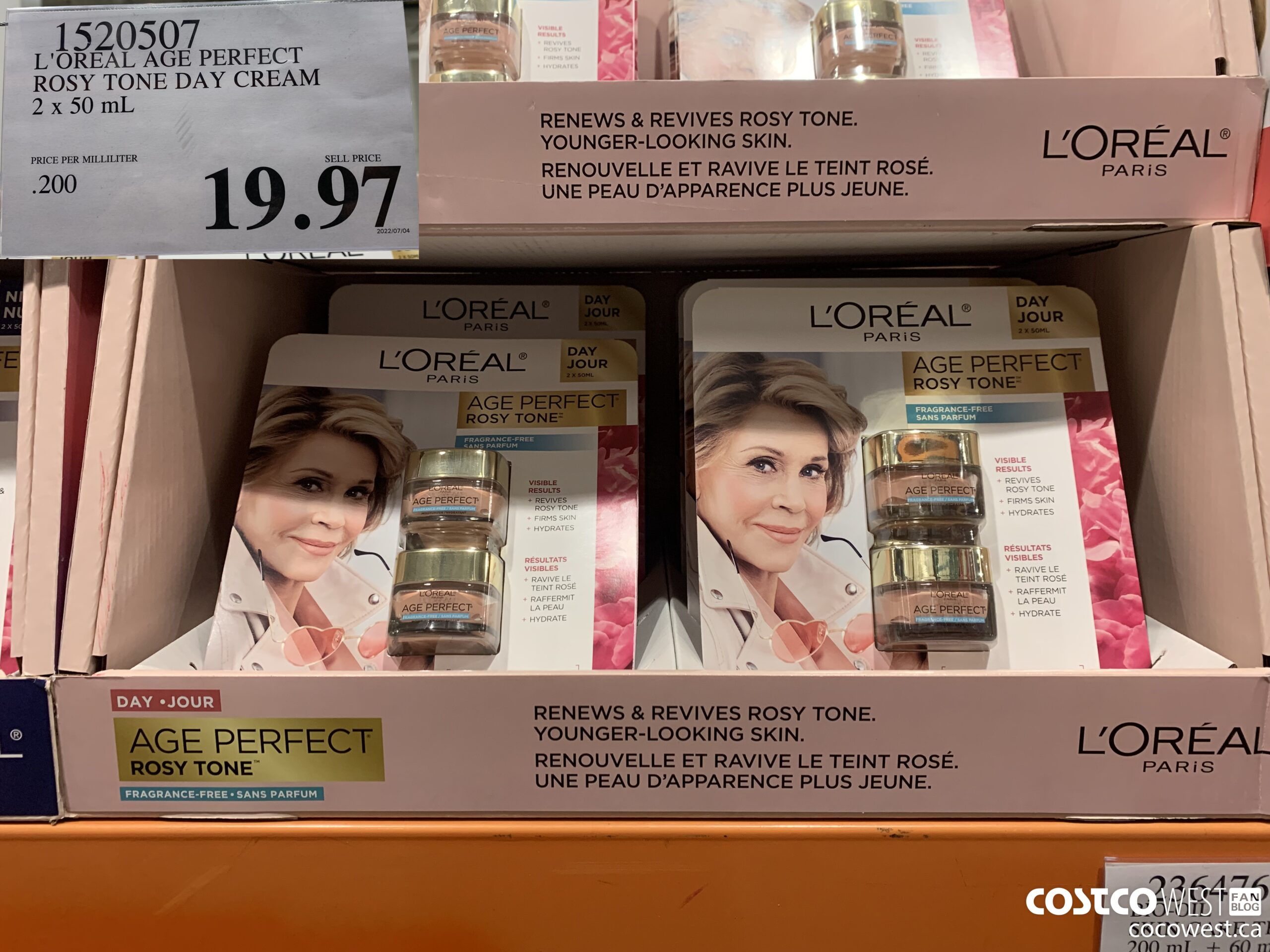 1520507 L'OREAL AGE PERFECT ROSY TONE DAY CREAM 2 x 50 mL $19.97