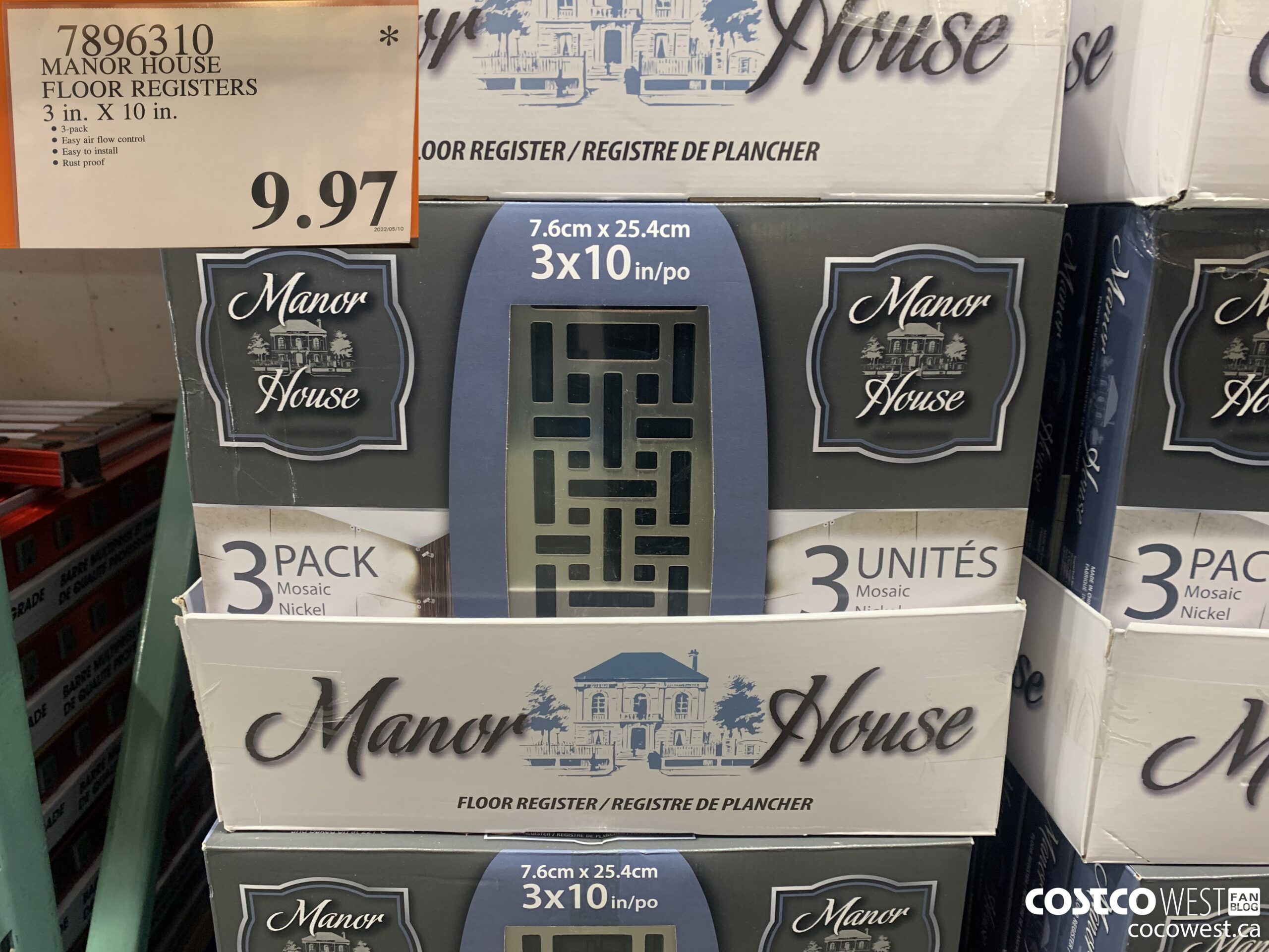 7896310 MANOR HOUSE FLOOR REGISTERS 3 IN. X 10 IN. $9.97