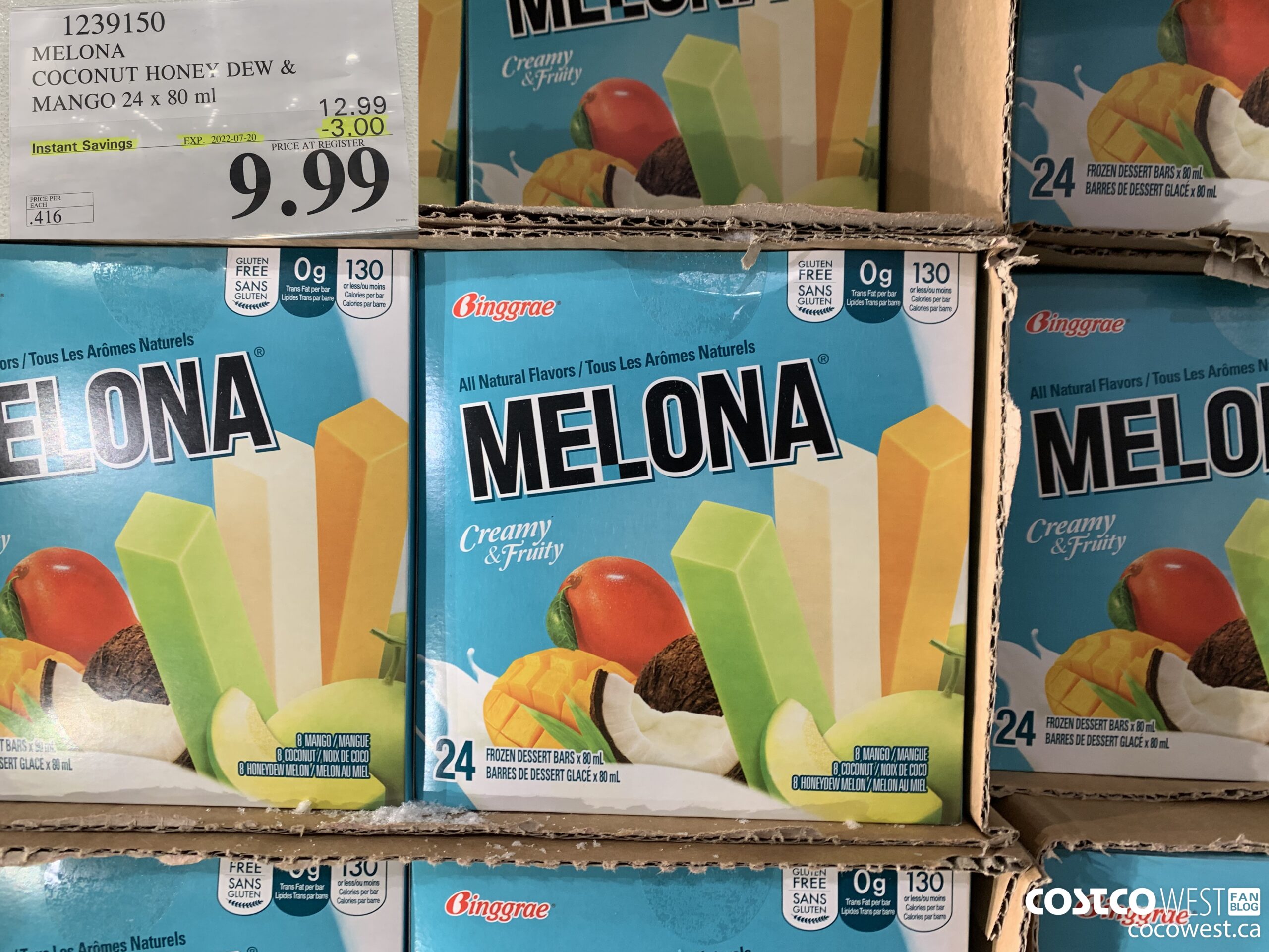 1239150 MELONA COCONUT HONEY DEW & MANGO 24 X 80 ML ($3.00 INSTANT SAVINGS EXPIRES ON 2022-07-20) $9.99