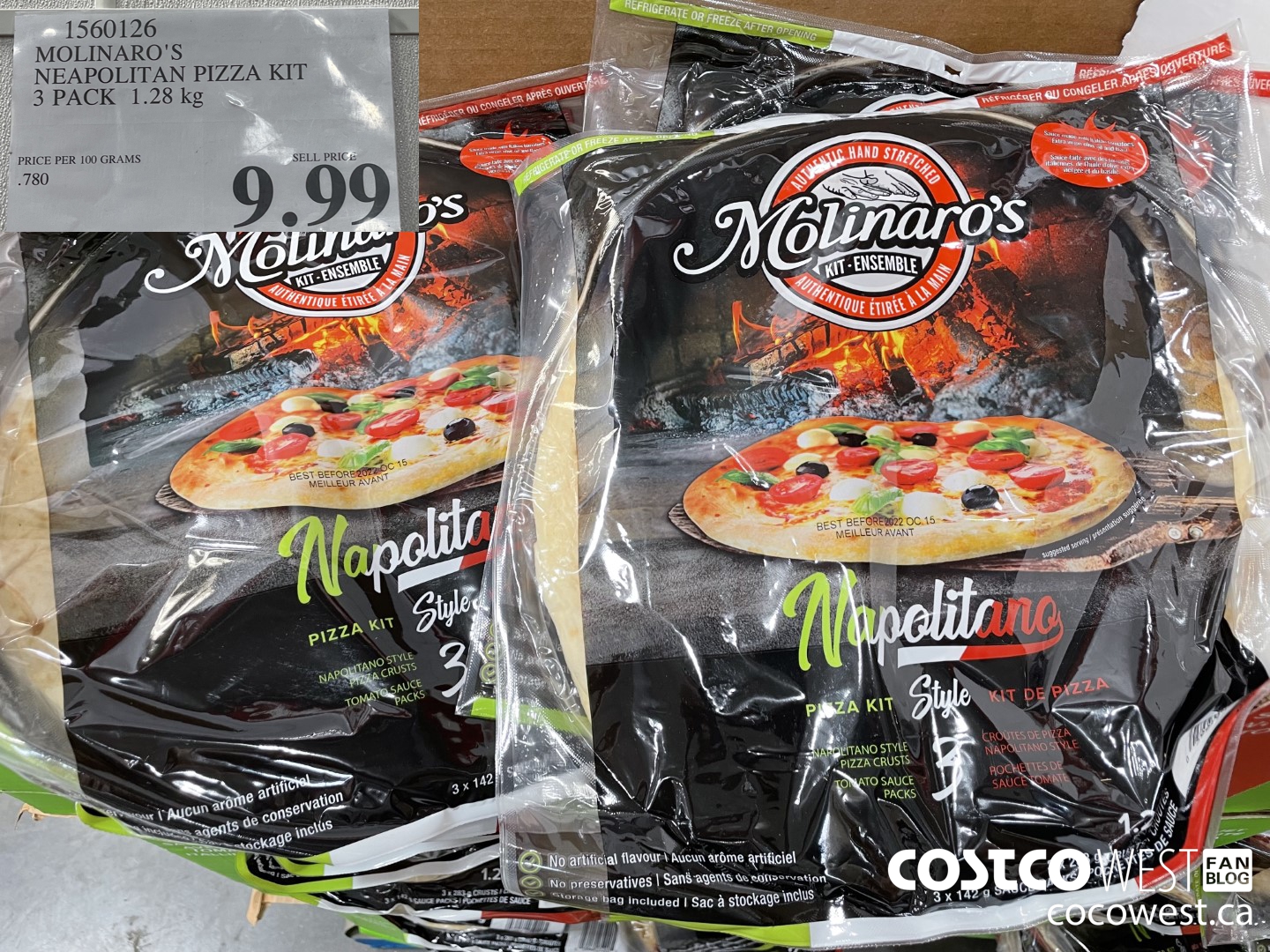 1560126 MOLINARO'S NEAPOLITAN PIZZA KIT 3 PACK 1.28kg $9.99