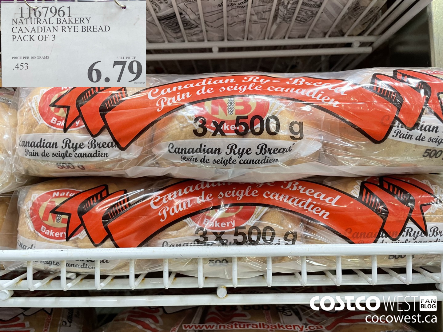 1167961 NATURAL BAKERY CANADIAN RYE BREAD PACK OF 3 $6.79