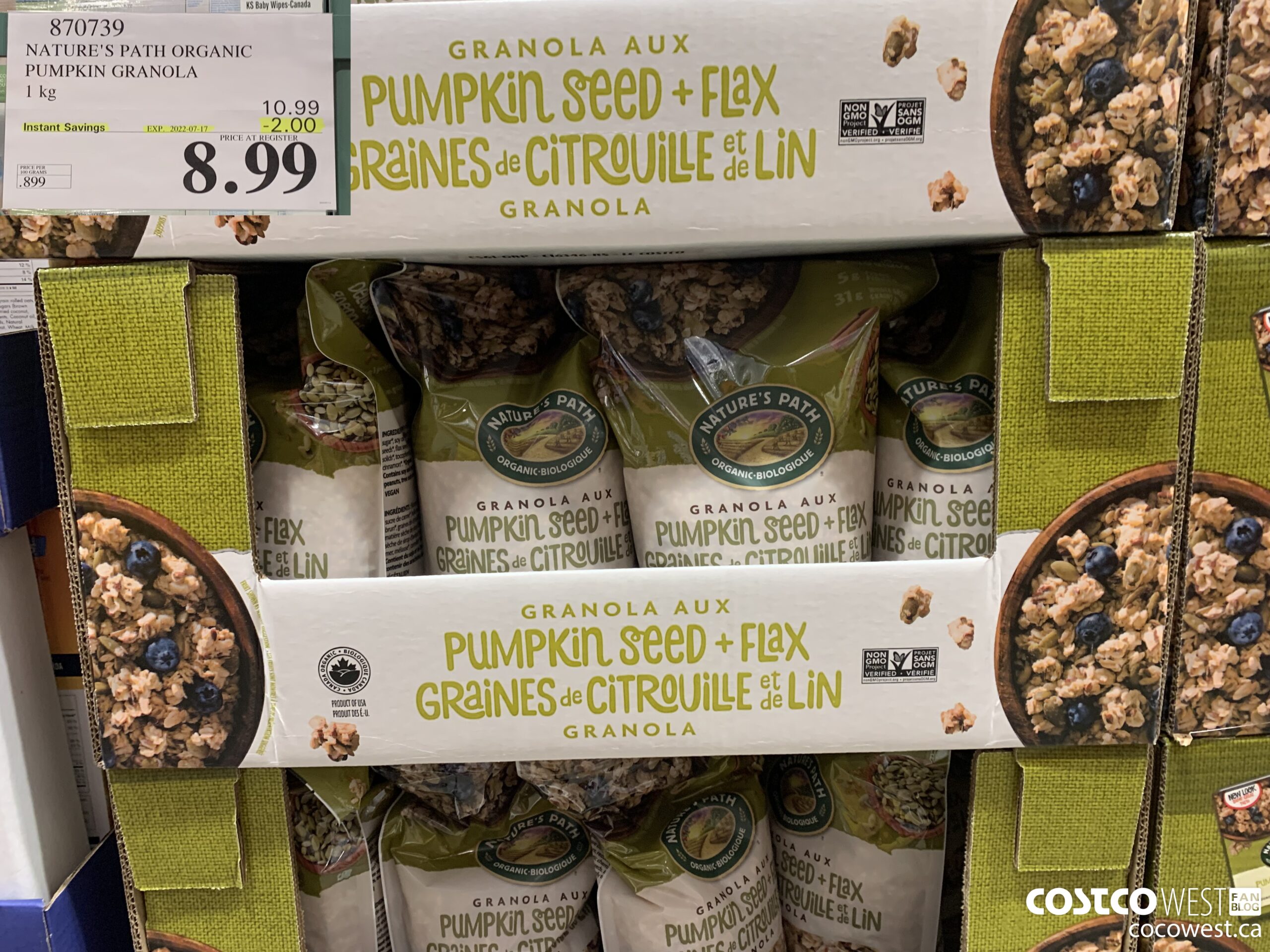 870739 NATURE'S PATH ORGANIC PUMPKIN GRANOLA 1KG ($2.00 INSTANT SAVINGS EXPIRES ON 2022-07-17) $8.99