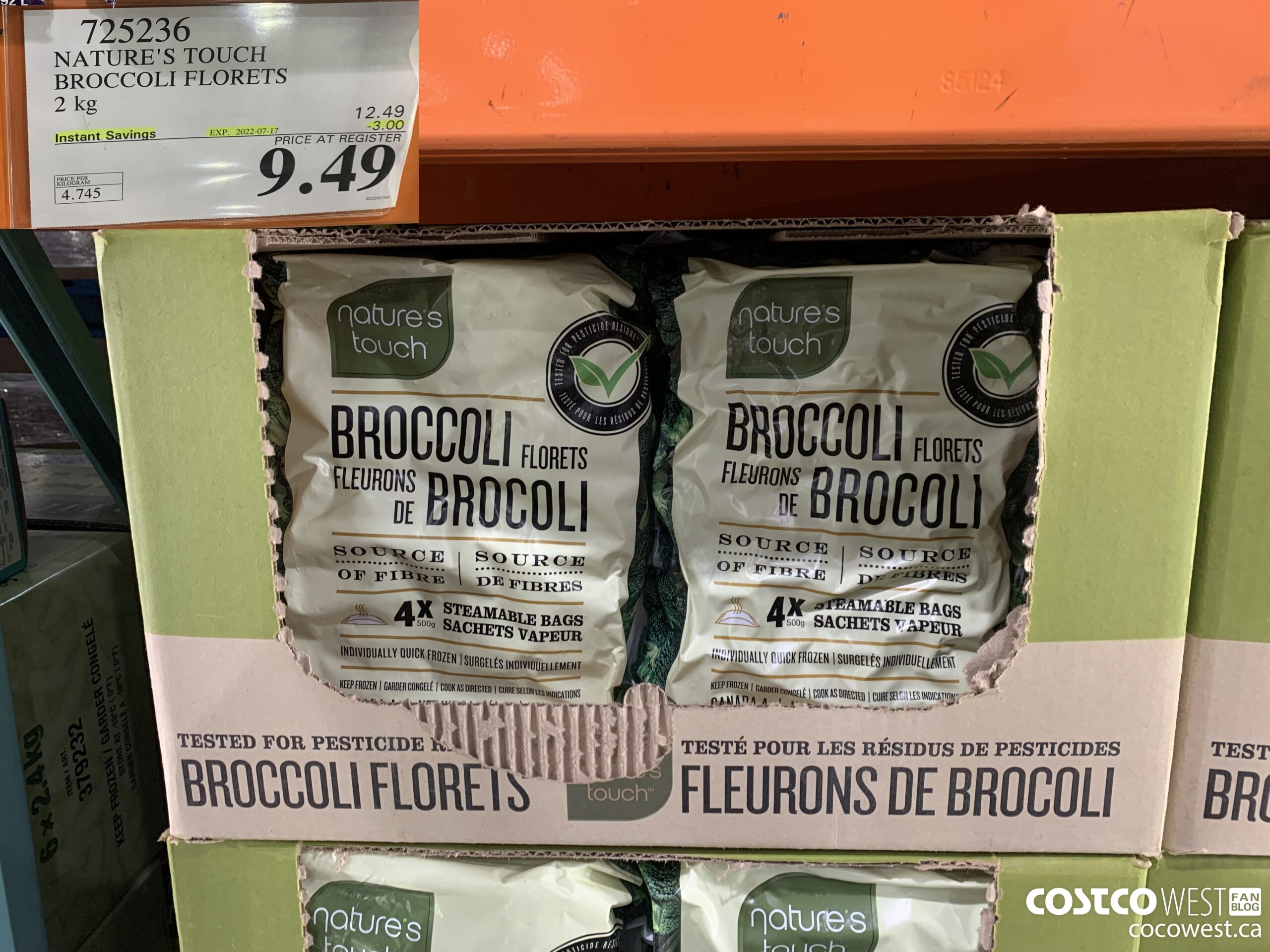 725236 NATURE'S TOUCH BROCCOLI FLORETS 2 kg ($3.00 INSTANT SAVINGS EXPIRES ON 2022-07-17) $9.49