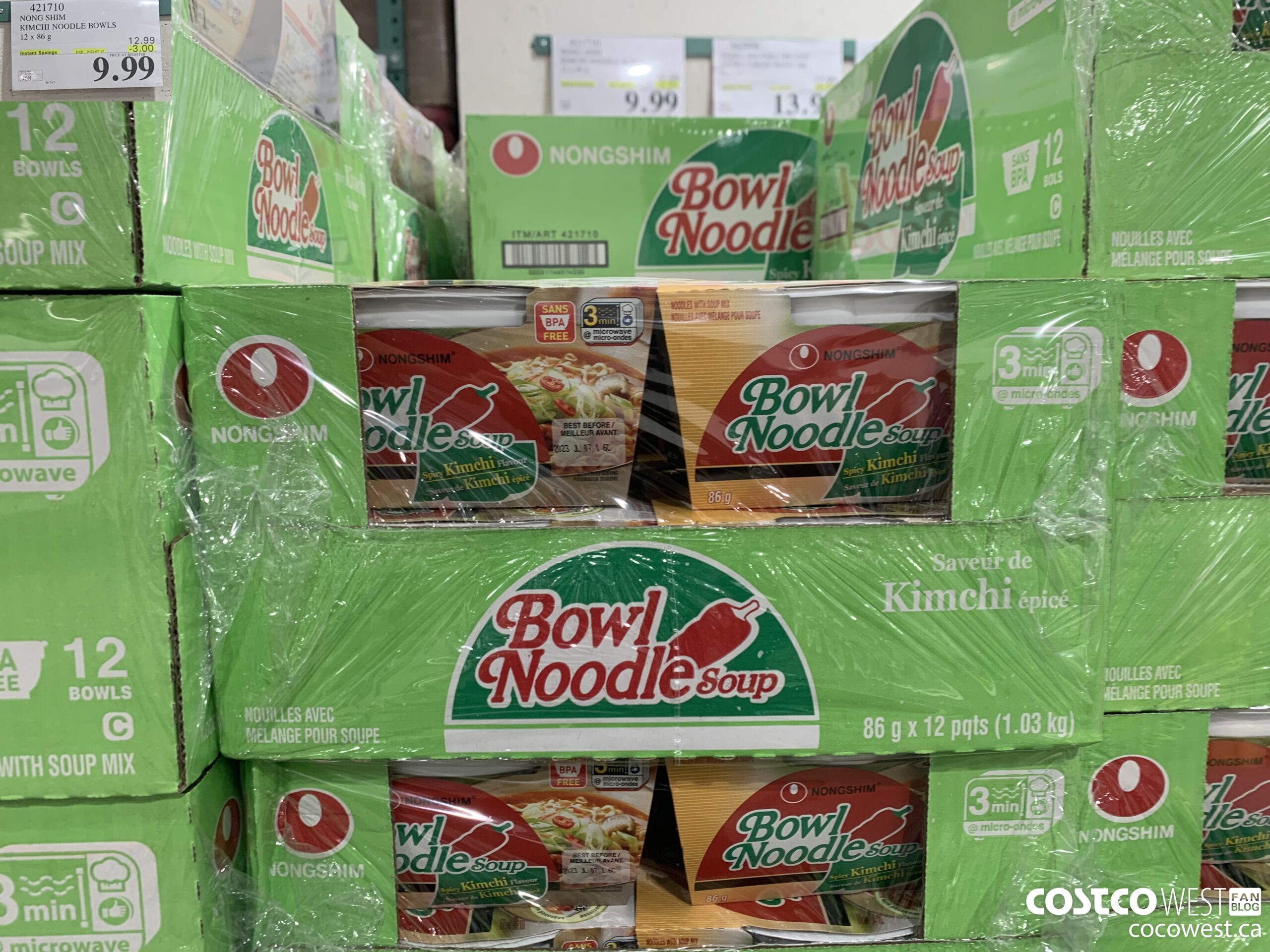 421710 NONG SHIM KIMCHI NOODLE BOWLS 12 x 86g ($3.00 INSTANT SAVINGS EXPIRES ON 2022-07-17) $9.99