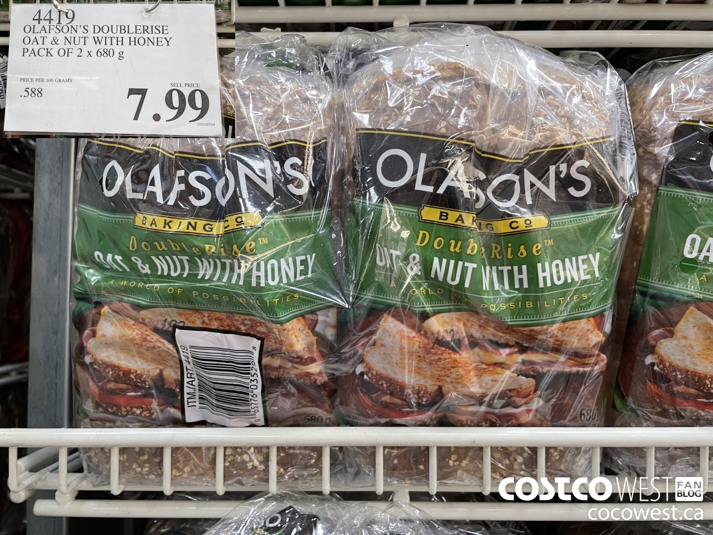 4419 OLAFSON'S DOUBLERISE OAT & NUT WITH HONEY PACK OF 2 X 680 G $7.99