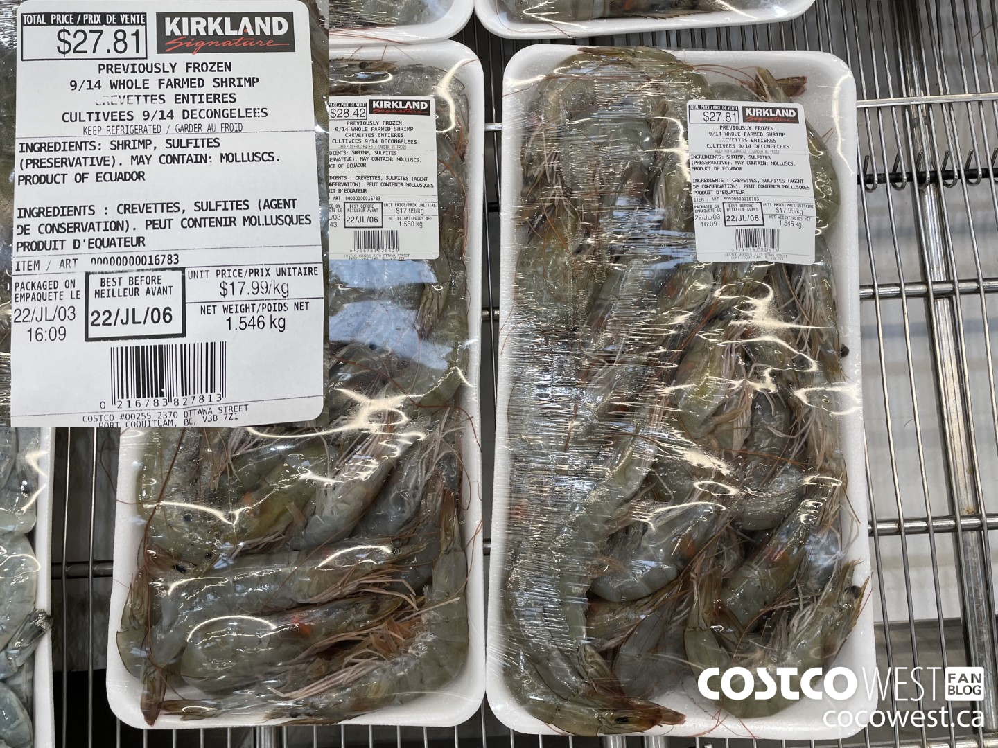 16783 PREVIOUSLY FROZEN 9/14 WHOLE FARMED SHRIMP $17.99