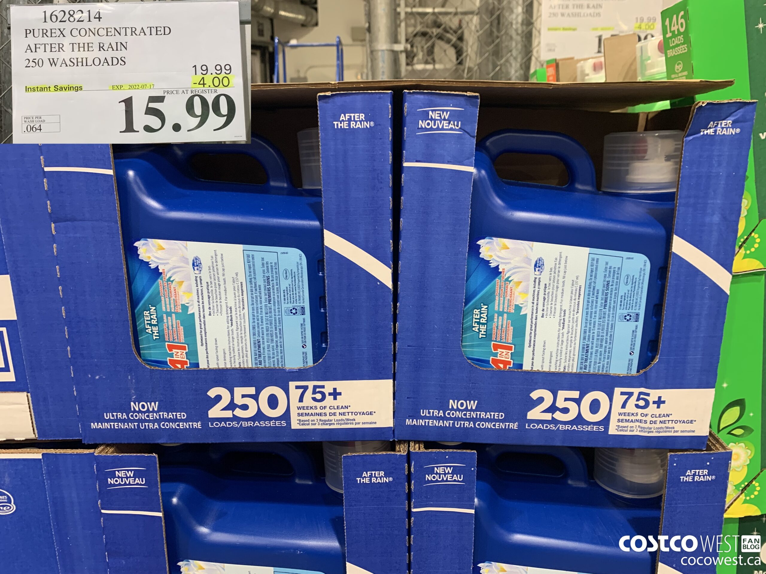 1628214 PUREX CONCENTRATED AFTER THE RAIN 250 WASHLOADS ($4.00 INSTANT SAVINGS EXPIRES ON 2022-07-17) $15.99