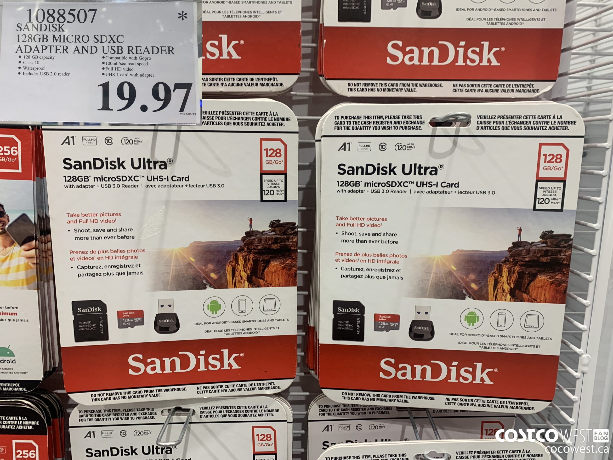 1088507 SANDISK 128GB MICRO SDXC ADAPTER AND USB READER $19.97