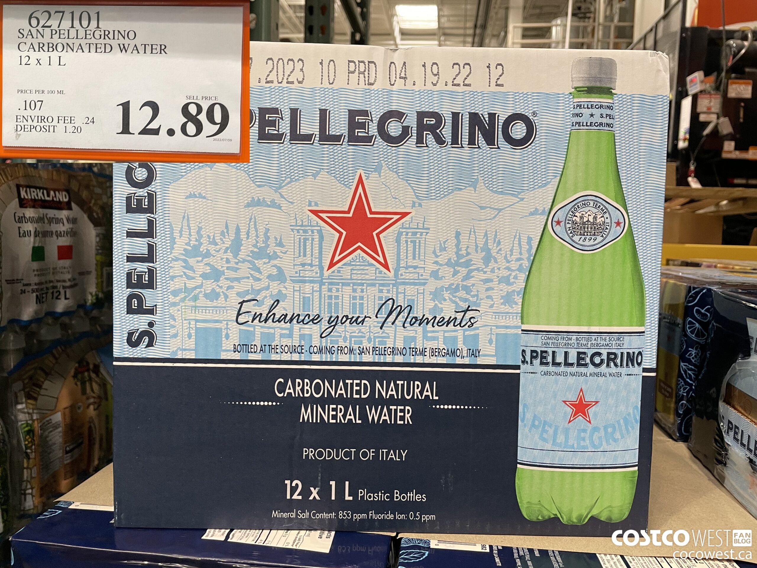 627101 SAN PELLEGRINO CARBONATED WATER 12 X 1 L $12.89