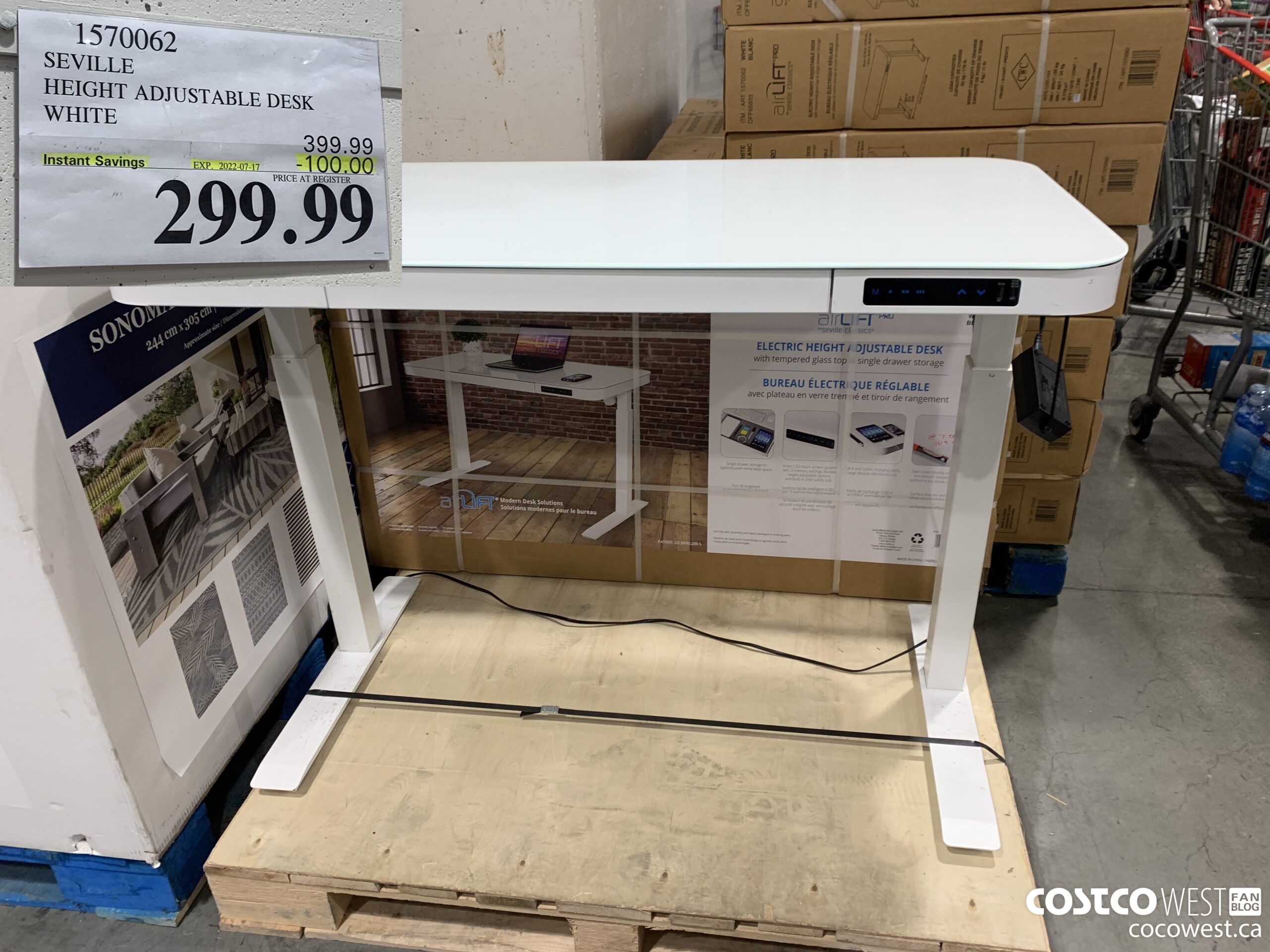 1570062 SEVILLE HEIGHT ADJUSTABLE DESK WHITE ($100.00 INSTANT SAVINGS EXPIRES ON 2022-07-17) $299.99