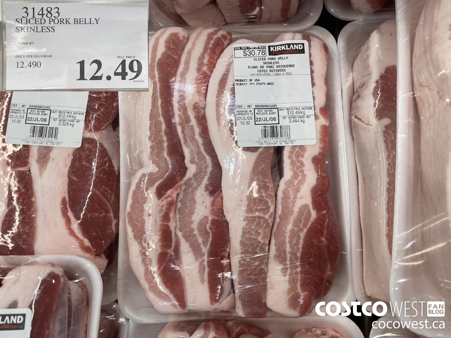 31483 SLICED PORK BELLY SKINLESS $12.49