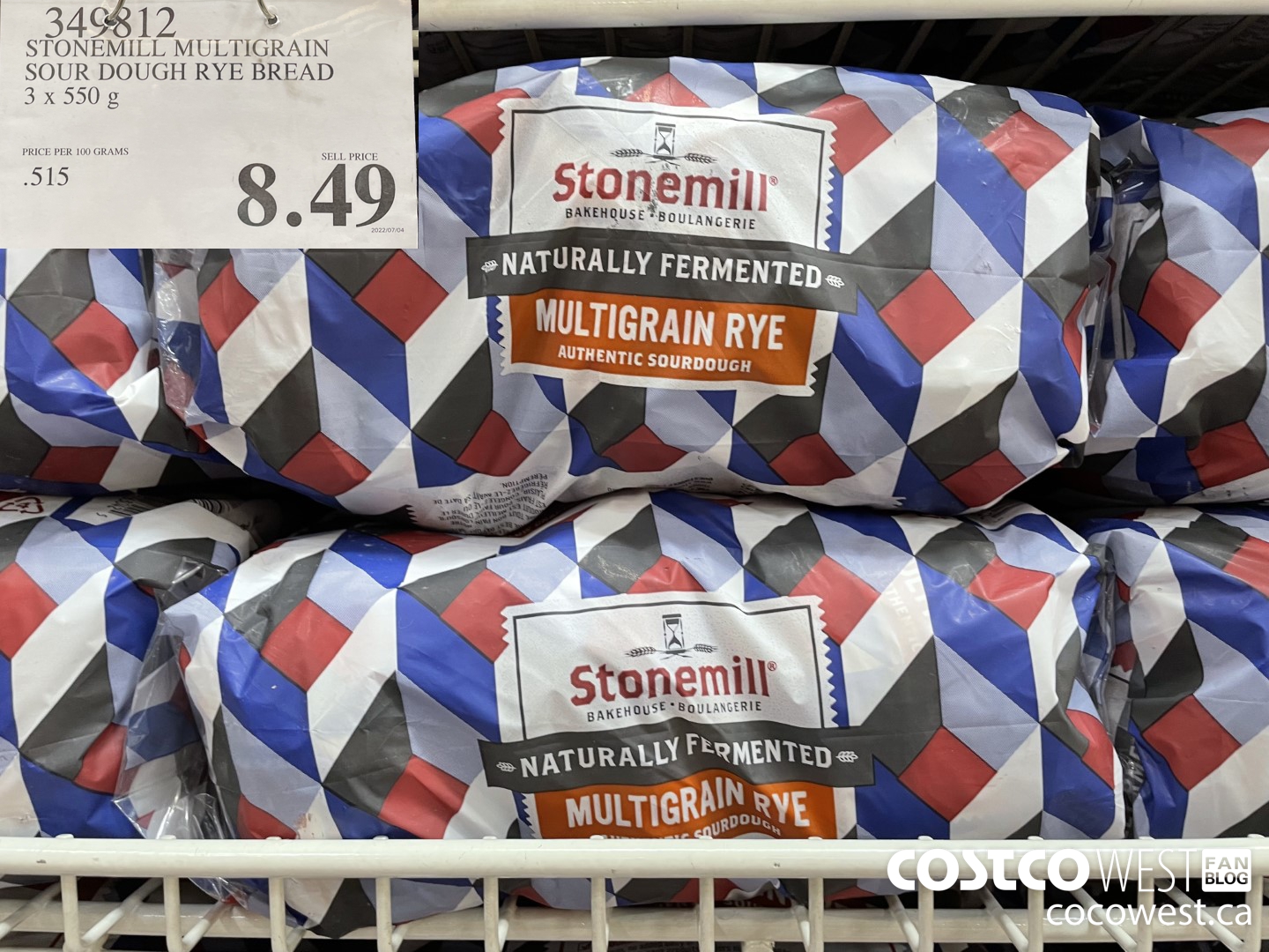 349812 STONEMILL MULTIGRAIN SOUR DOUGH RYE BREAD 3 x 550 g $8.49