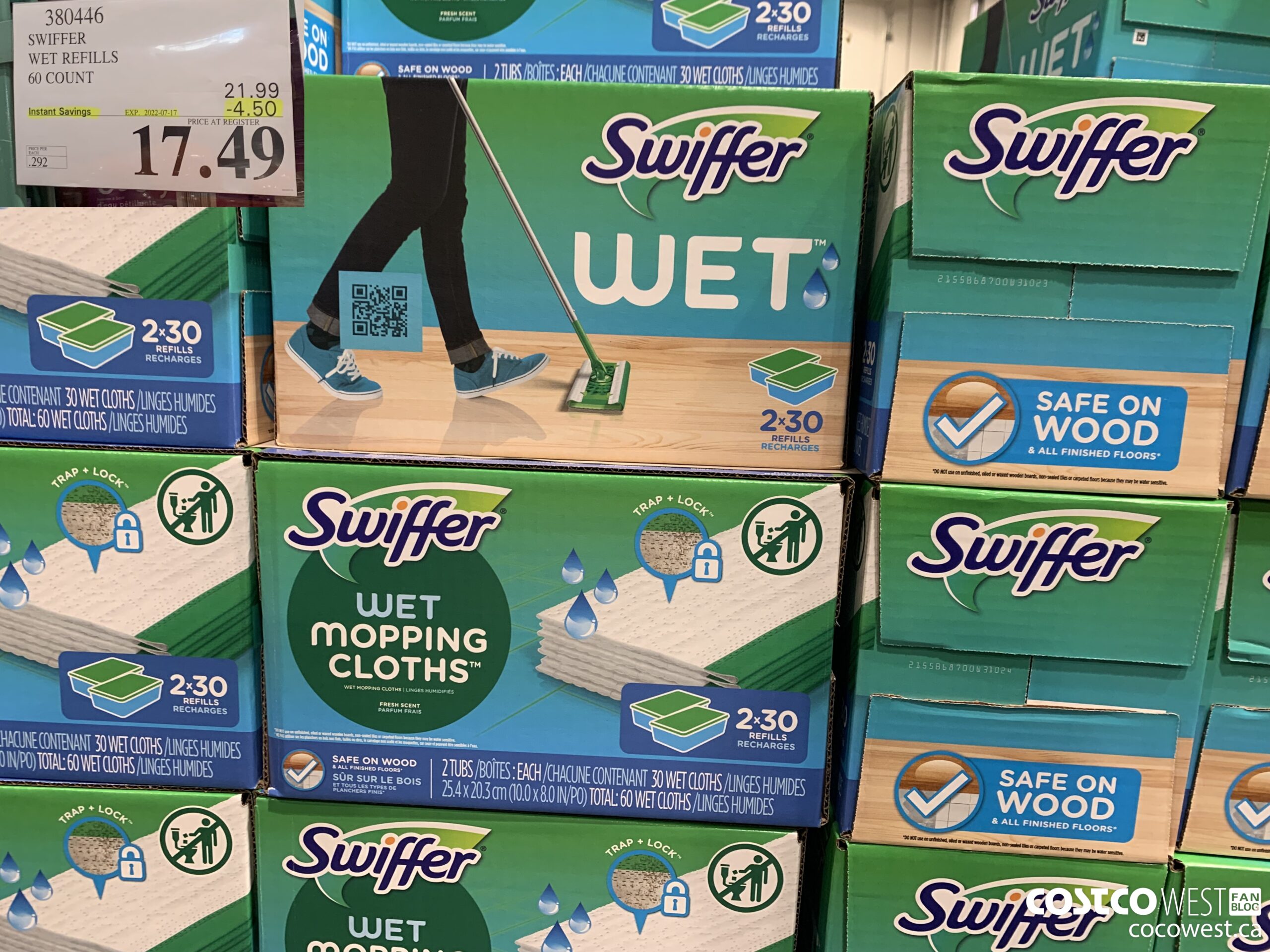 380446 SWIFFER WET REFILLS 60 COUNT ($4.50 INSTANT SAVINGS EXPIRES ON 2022-07-17) $17.49