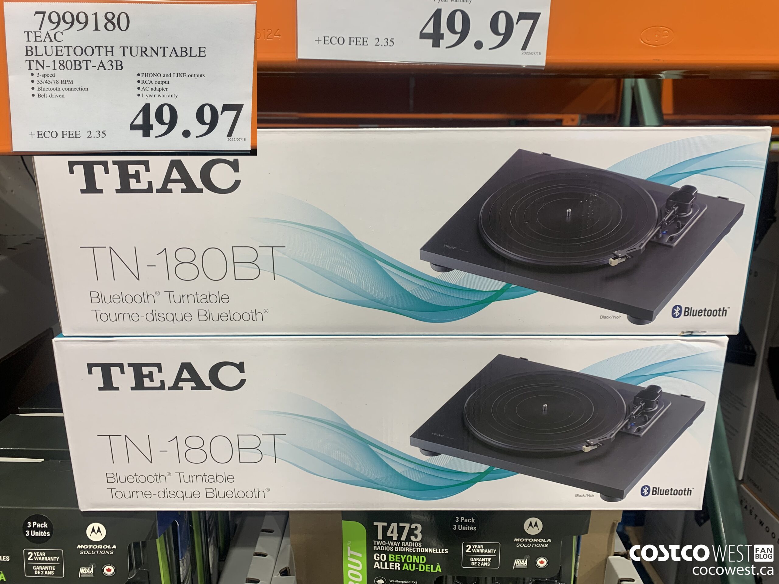 7999180 TEAC BLUETOOTH TURNTABLE TN-180BT-A3B  $49.97