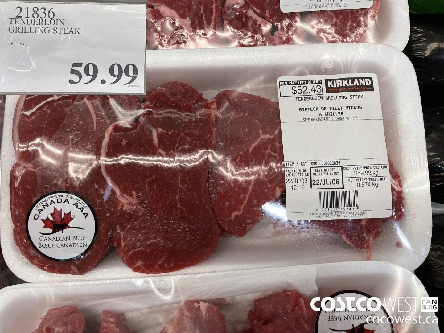 21836 TENDERLOIN GRILLING STEAK $59.99