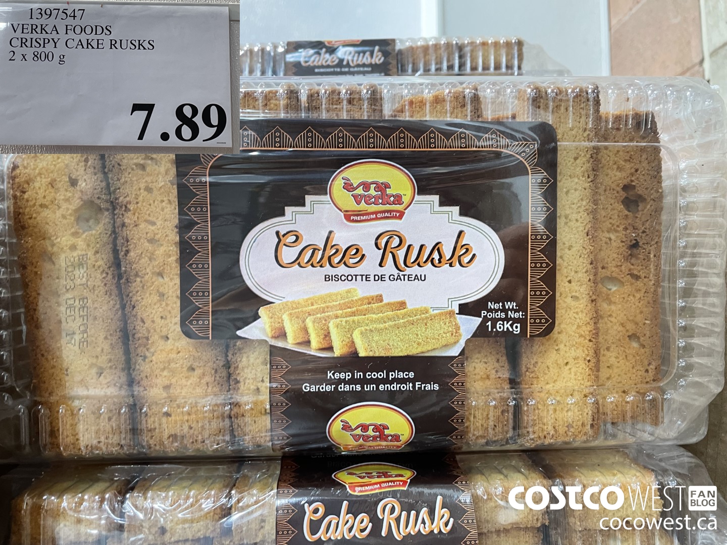1397547 VERKA FOODS CRISPY CAKE RUSKS 2 X 800G $7.89
