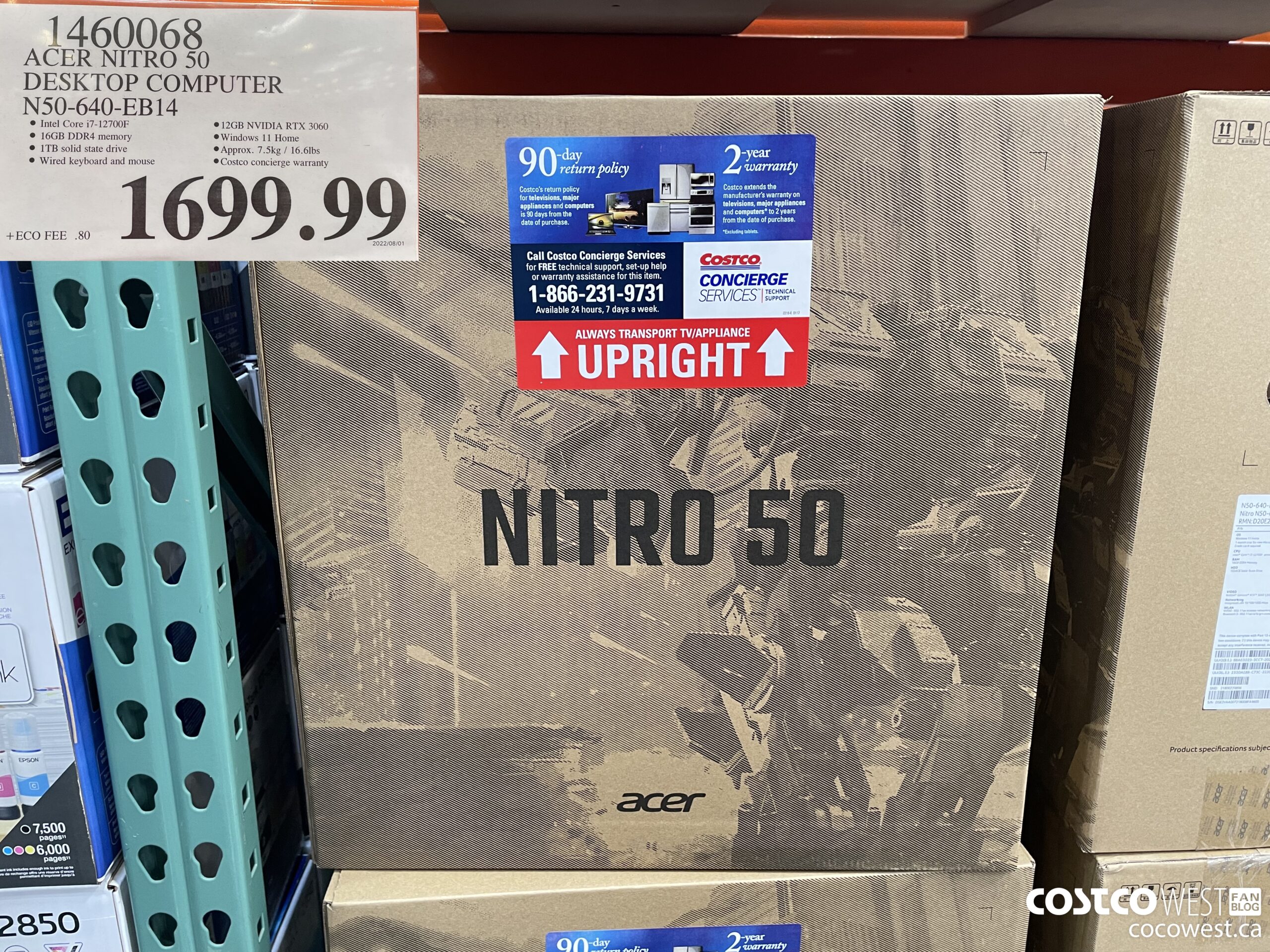 1460068 ACER NITRO 50 DESKTOP COMPUTER N50-640-EB14 $1699.99